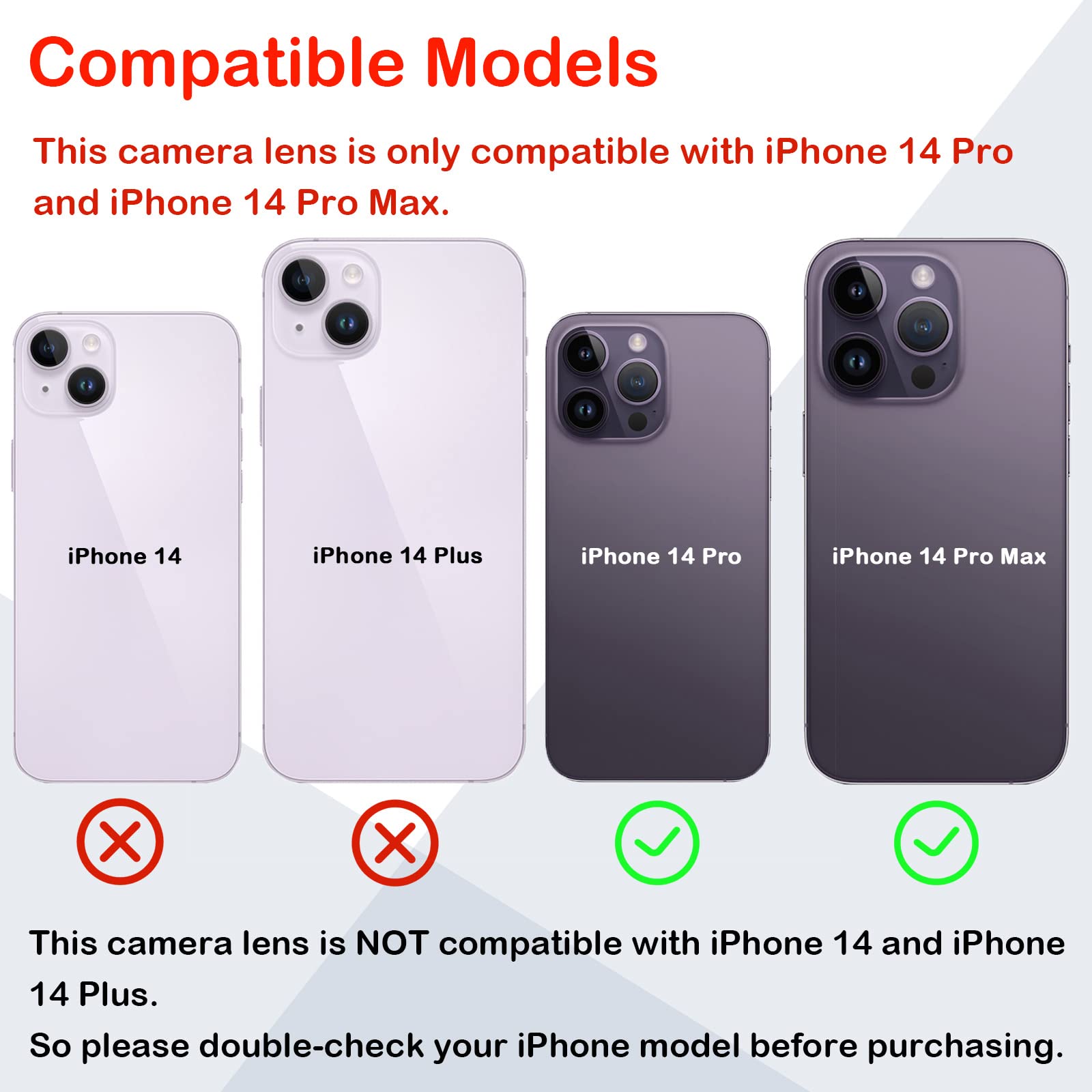 Phoupair Original OEM Back Rear Camera Glass Lens Replacement for iPhone 14 Pro and iPhone 14 Pro Max with Adhesive Preinstalled Includes Repair Tools Set