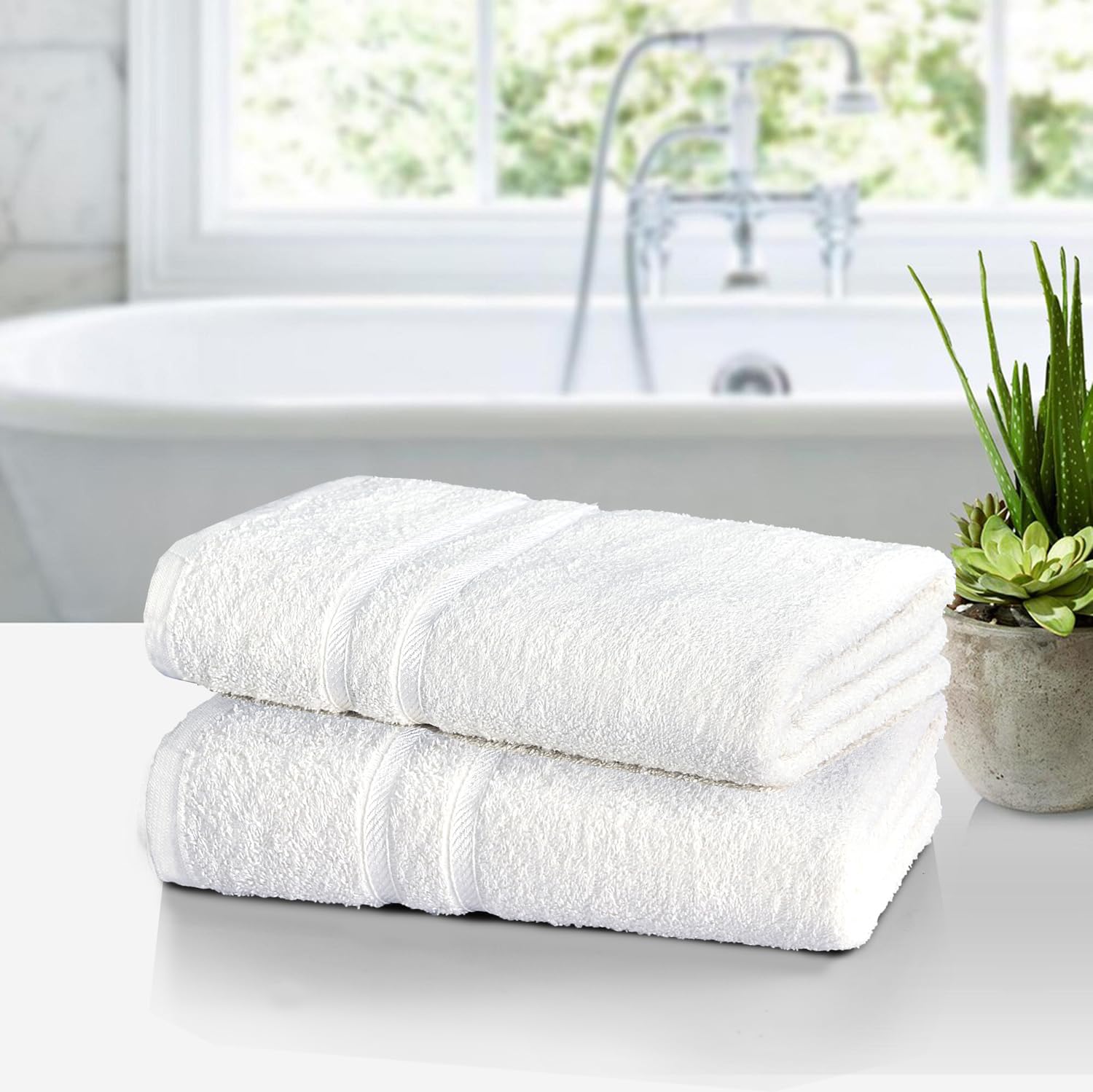 ROOEE Bath Sheet Towel Set. Soft Cotton. Pack of 2. Large 75 x 140 cm Color White.