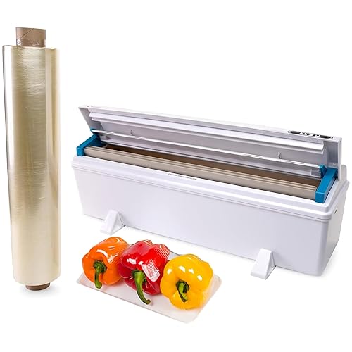 IDL Packaging WP-180D Dispensador WrapMaster de 18 pulgadas con rollo de película de alimentos de 18 pulgadas x 2000 pies, cortador de prensa con