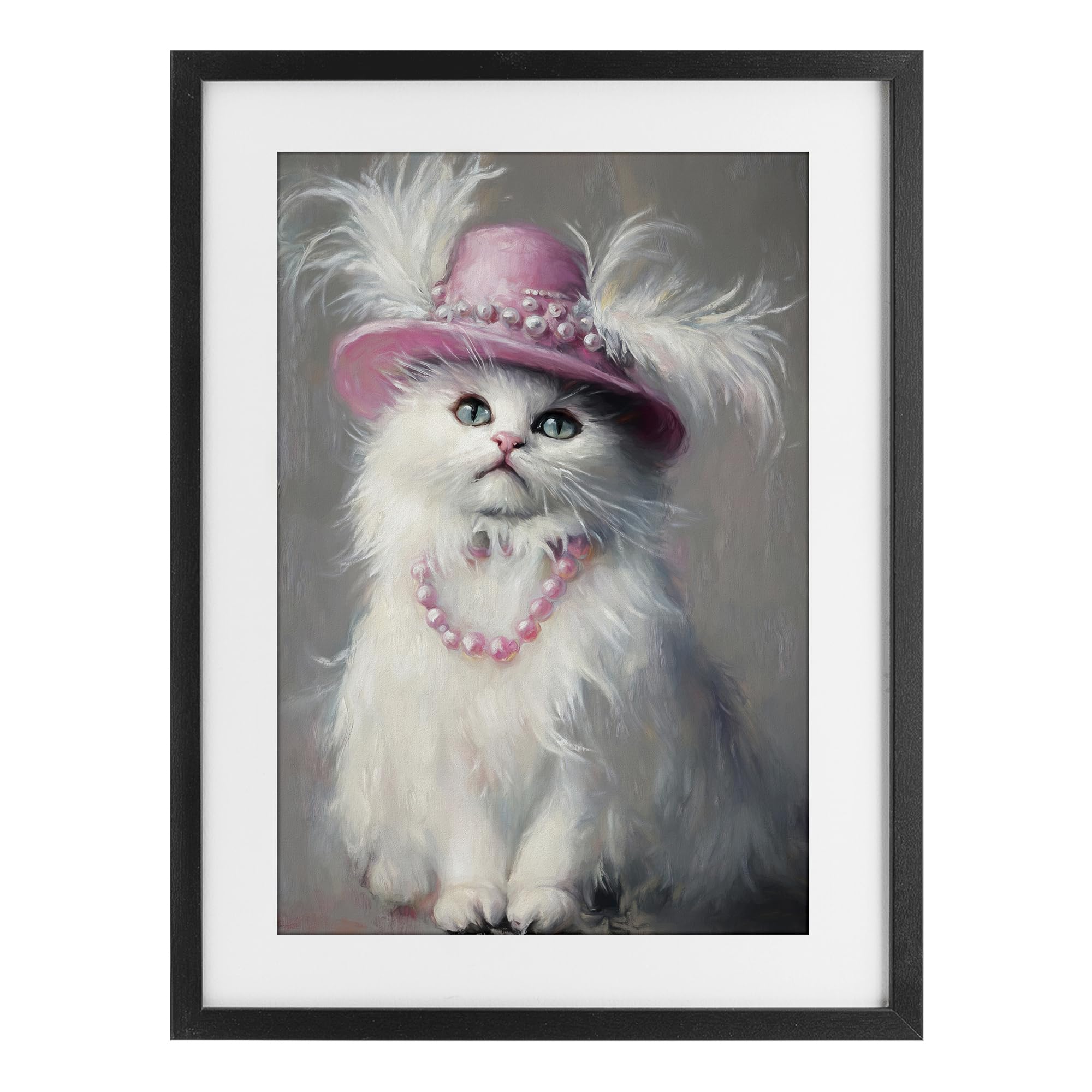 Stupell Industries Brigitte Cat Glam Portrait 'Beautiful Brigitte Cat'| Framed Print Under Glass
