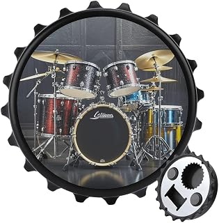 Cool Drum Set Bottle Opener 3.1" Cute Magnetic Fridge Magnet Refrigerator Metal Bottle Opener Novelty Fun Unique Birthday Beer Gifts Ideas for Home Kitchen Or Bar Accessories
