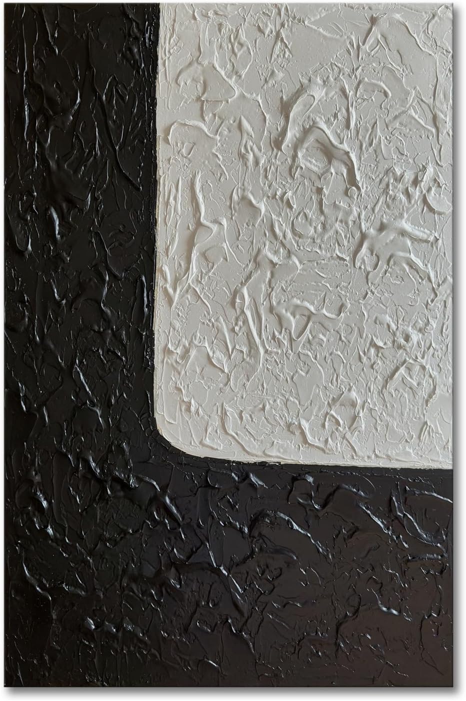 zoinart Black and White Textured Wall Art, Abstract Paintings, 36x24 IN Contemporary Vertical Wall Art Home Decorations