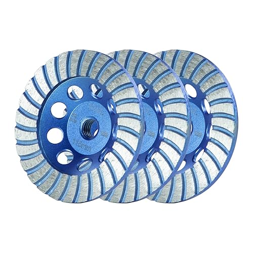 Miniatura 14 de SALI Muelas abrasivas de hormigón de 4.5 pulgadas, 3 piezas, 16 segmentos de diamante turbo, árbol 5/8-11, rueda abrasiva de diamante apta para