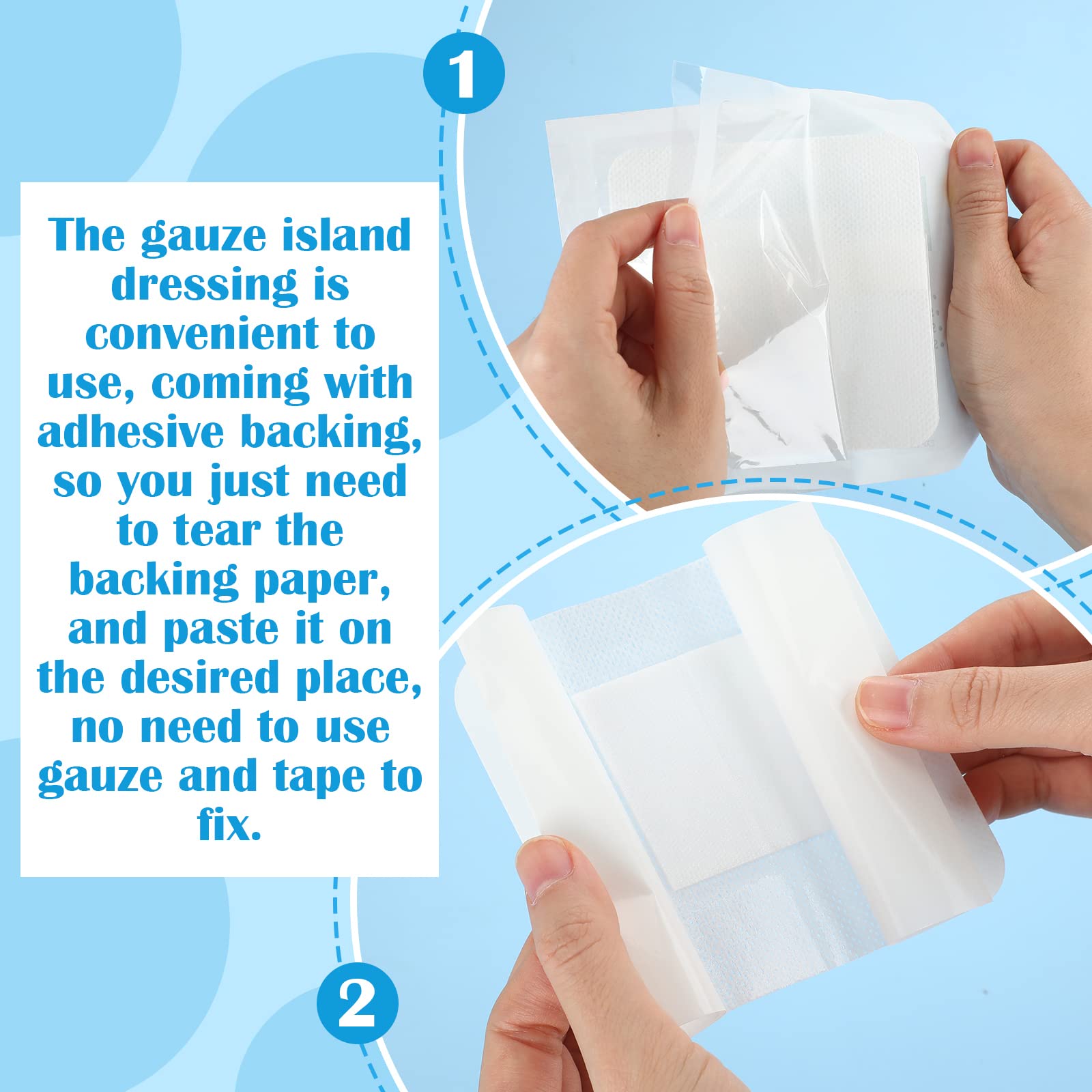 Nuogo 100 Pack Island Dressing 4"x4" Bordered Gauze Pads Breathable Dressing Pad with Adhesive Border Bandages Bulk Soft Individually Wrapped for Wound Care, First Aid, Minor Cuts, Scrapes — Amazon image 4