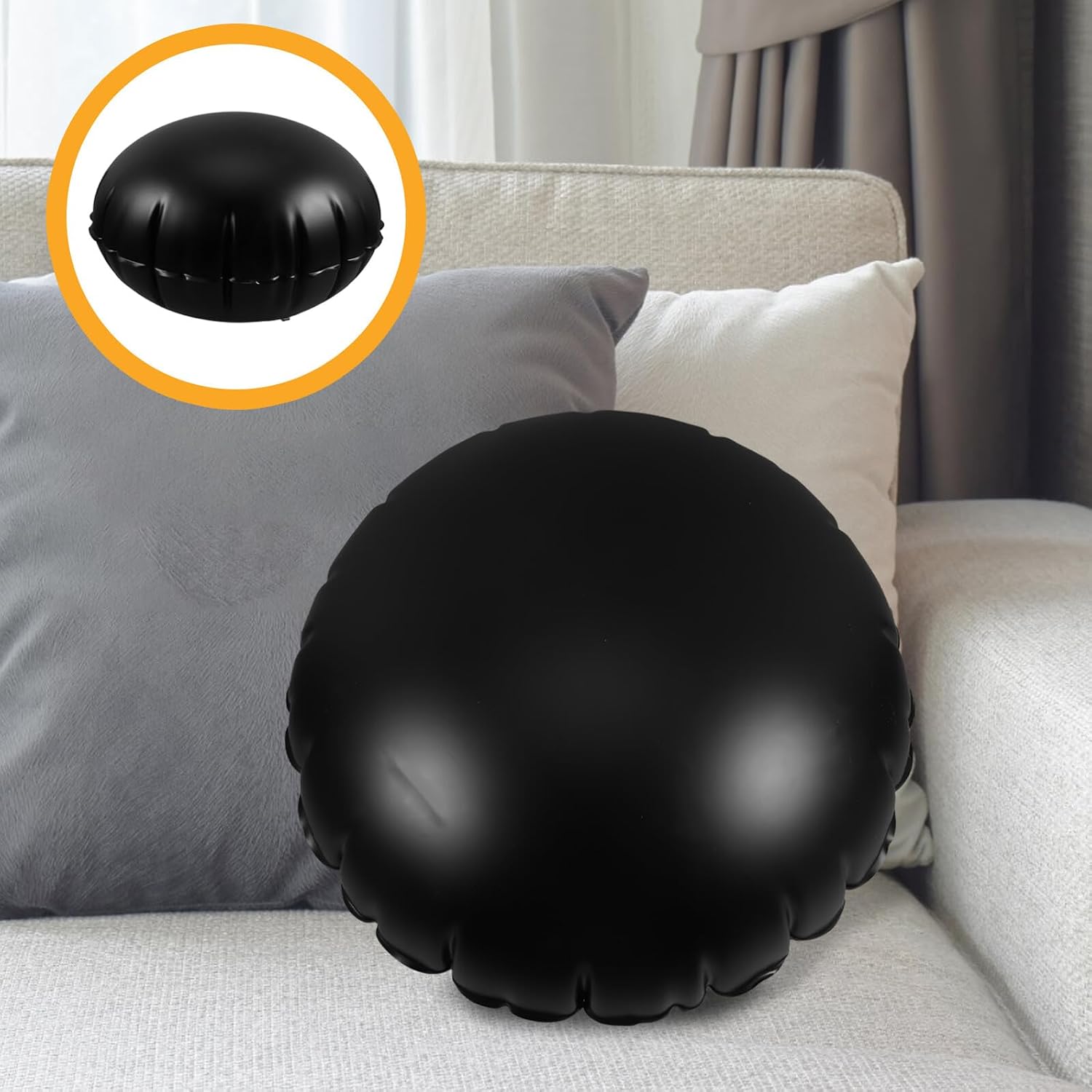 Inflatable Round Travel Pillow Thickened PVC Portable Airline Pillow for Outdoor Camping and Car Use, Small Blow up Inflatable Cushion for Neck Support