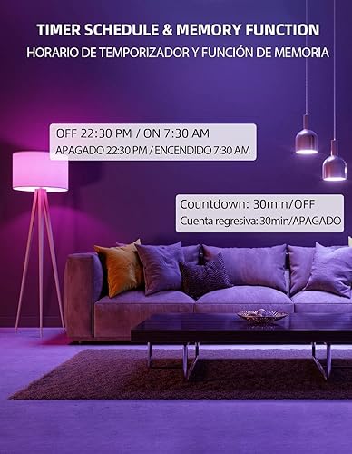 Miniatura 6 de Torkase Bombillas inteligentes inteligentes que funcionan con Alexa y Google Home, WiFi y Bluetooth que cambian de color, bombillas A19 E26 2.4Ghz