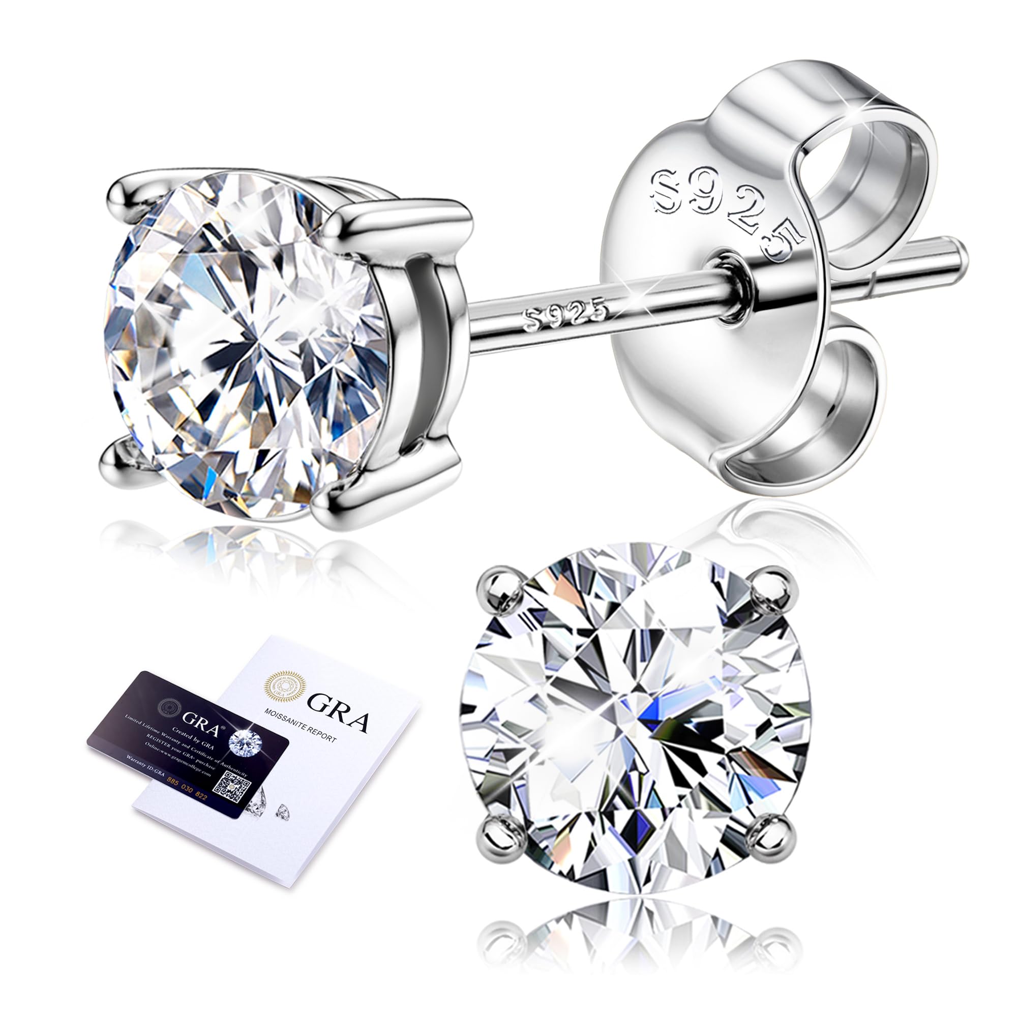 Moissanite Stud Earrings 925 Silver