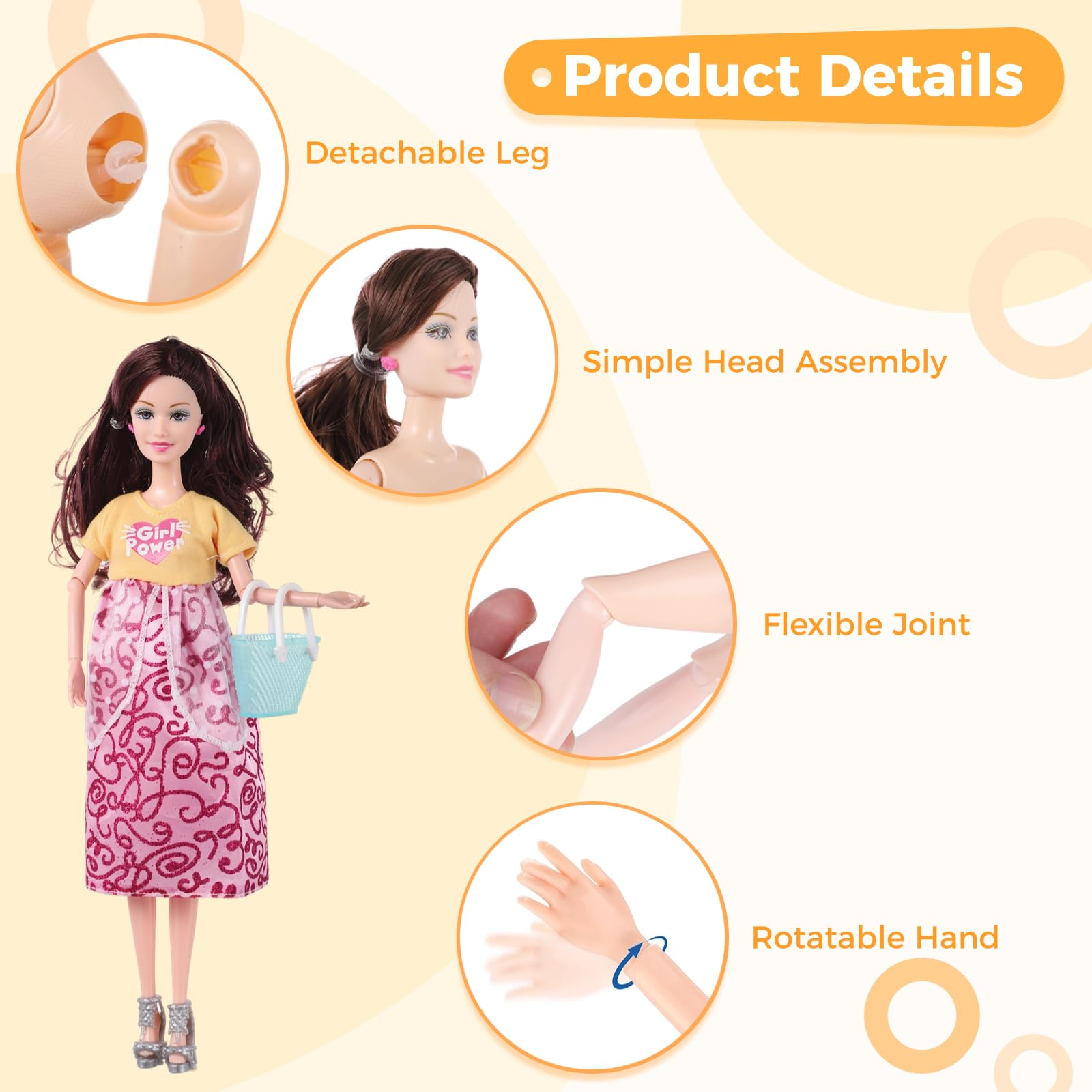 Pregnant Doll With Baby In Tummy - 34 Piece Family Doll Set With Pets & Accessories For Kids 3-12