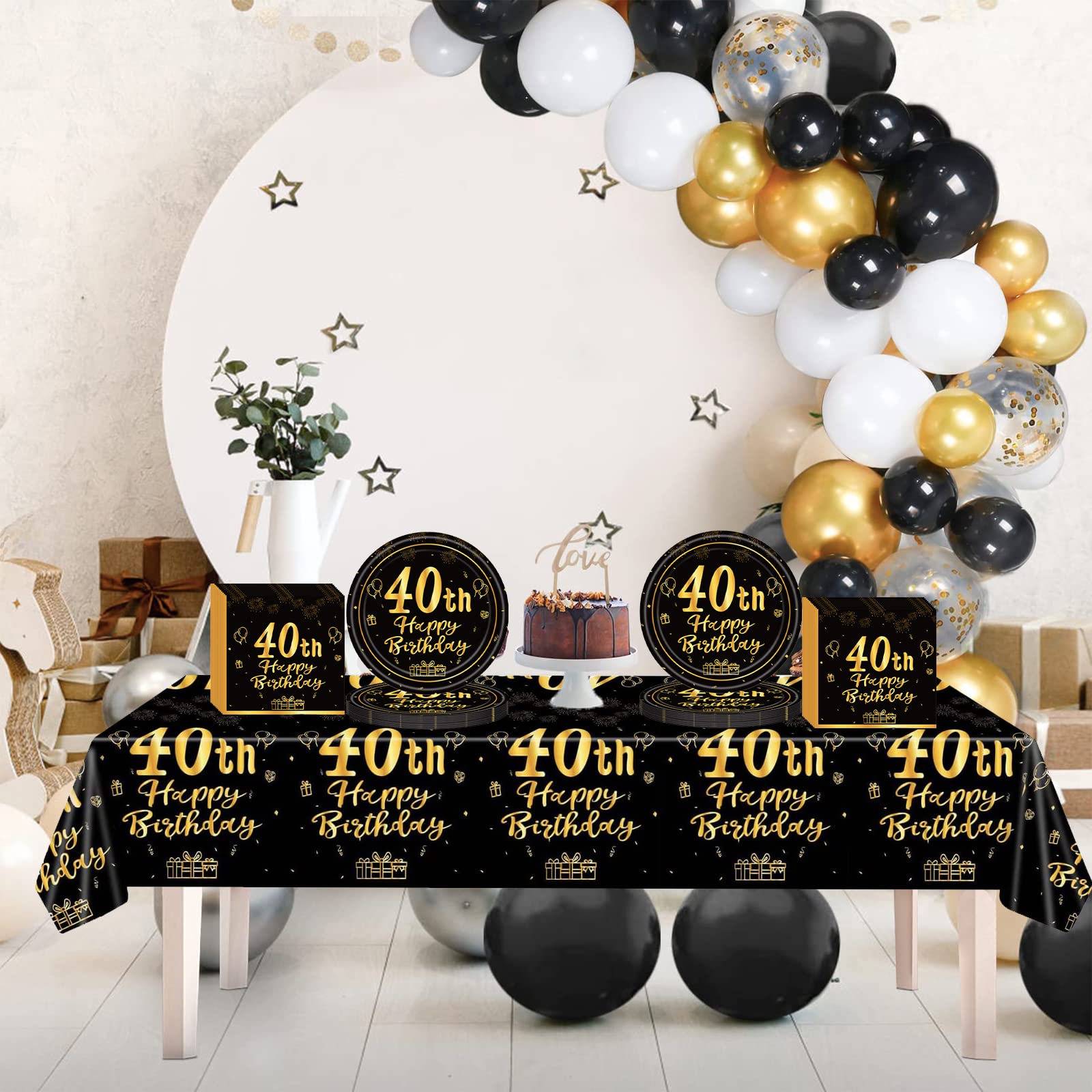 Set Da Tavola per 40° Compleanno, 37 Pezzi, Piatti Di Carta