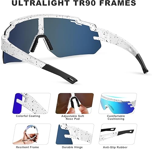 Miniatura 3 de BOLLFO Gafas de sol deportivas polarizadas para jóvenes, protección UV400, para exteriores, para hombres, mujeres, jóvenes, béisbol, ciclismo,