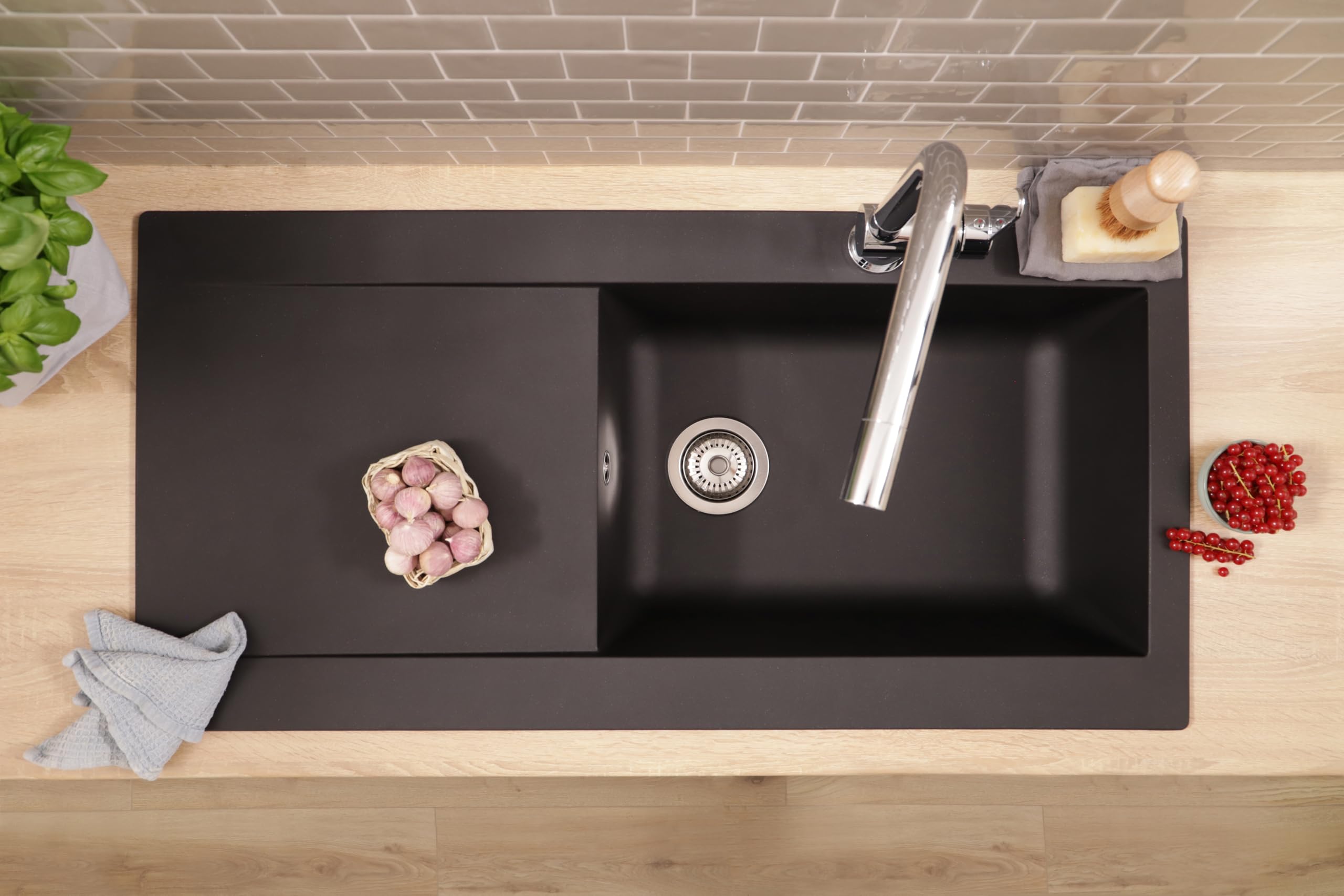 Respekta Denver Lavello da incasso in Mineralite 100x50 cm, nero