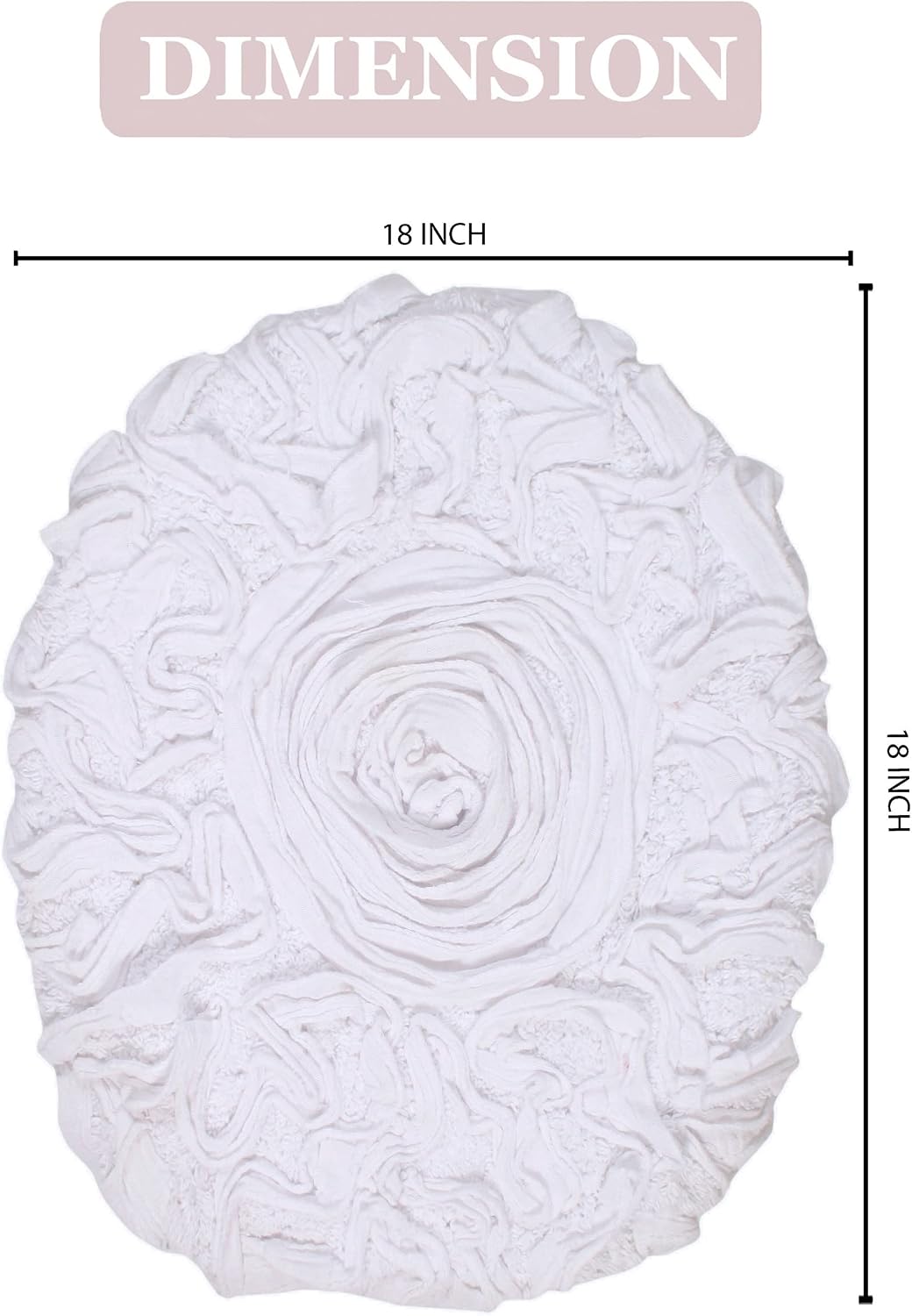 Home Weavers Bell Flower Toilet Lid Cover – 18"x18", 100% Cotton Tufted, Soft & Absorbent, Non-Slip, Machine Washable Bathroom Seat Cover, White