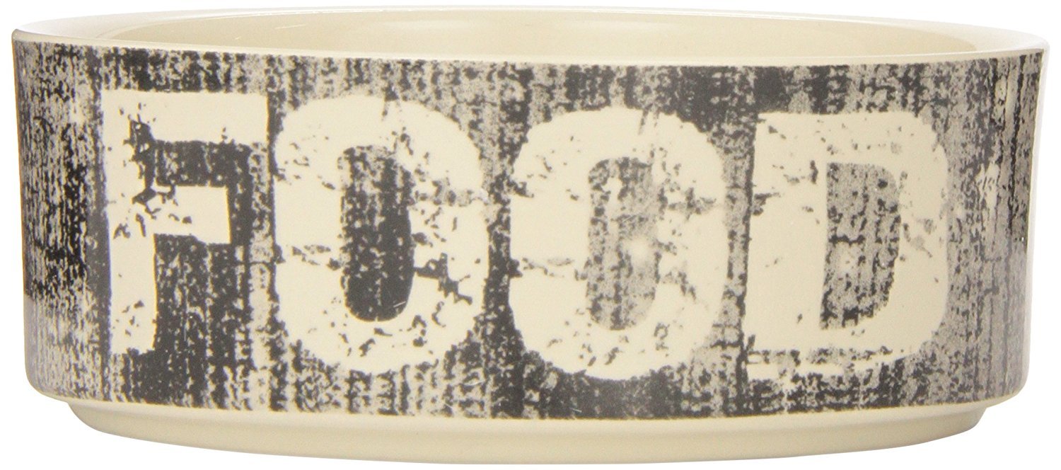 PetRageous Vintage Taş Köpek Mama Kabı, 480ml Kapasite, 13,5 cm Çap, Küçük-Orta Köpekler için, Gri