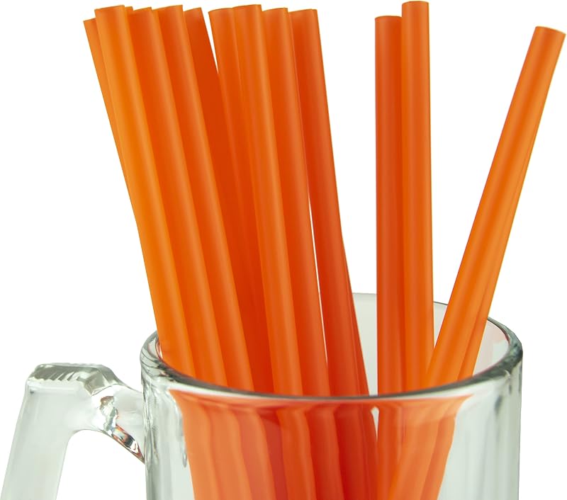 Made in USA Individually Wrapped Non-toxic & BPA-free Plastic Smoothie Drinking Straws (250-Count, Orange)