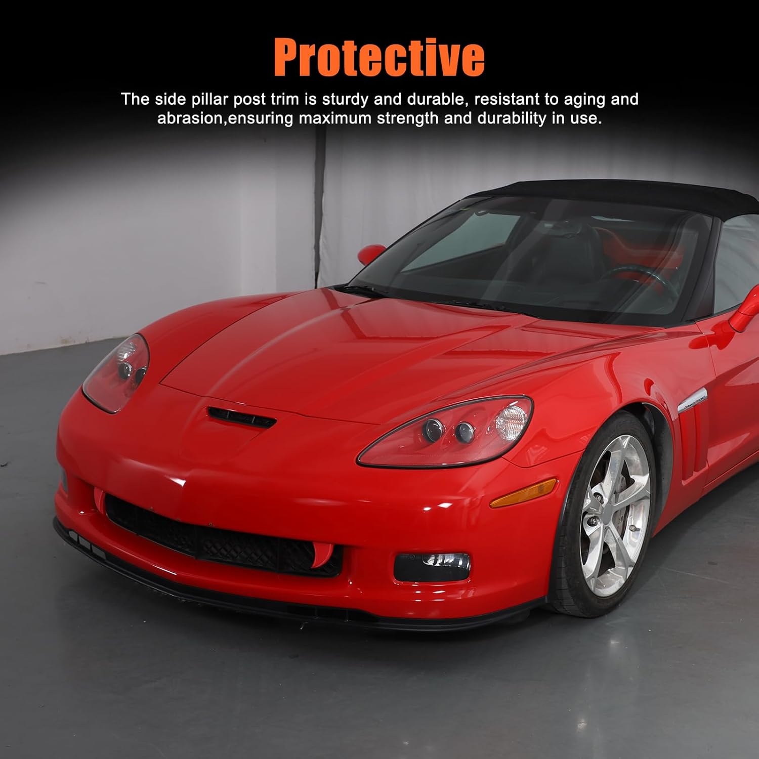 PIUGILH Front Bumper Grille Trim Cover Compatible with Corvette C6 2005-2013, Front Bumper Center Grill Mesh Trim Cover, 2Pcs (Red)