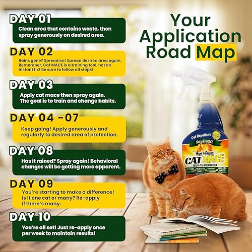 Miniatura 6 de Repelente de gatos Nature’s Mace de 40 onzas en spray, trata 1000 pies cuadrados Aleja a los gatos de tu jardín, entrena a tu gato para alejarse