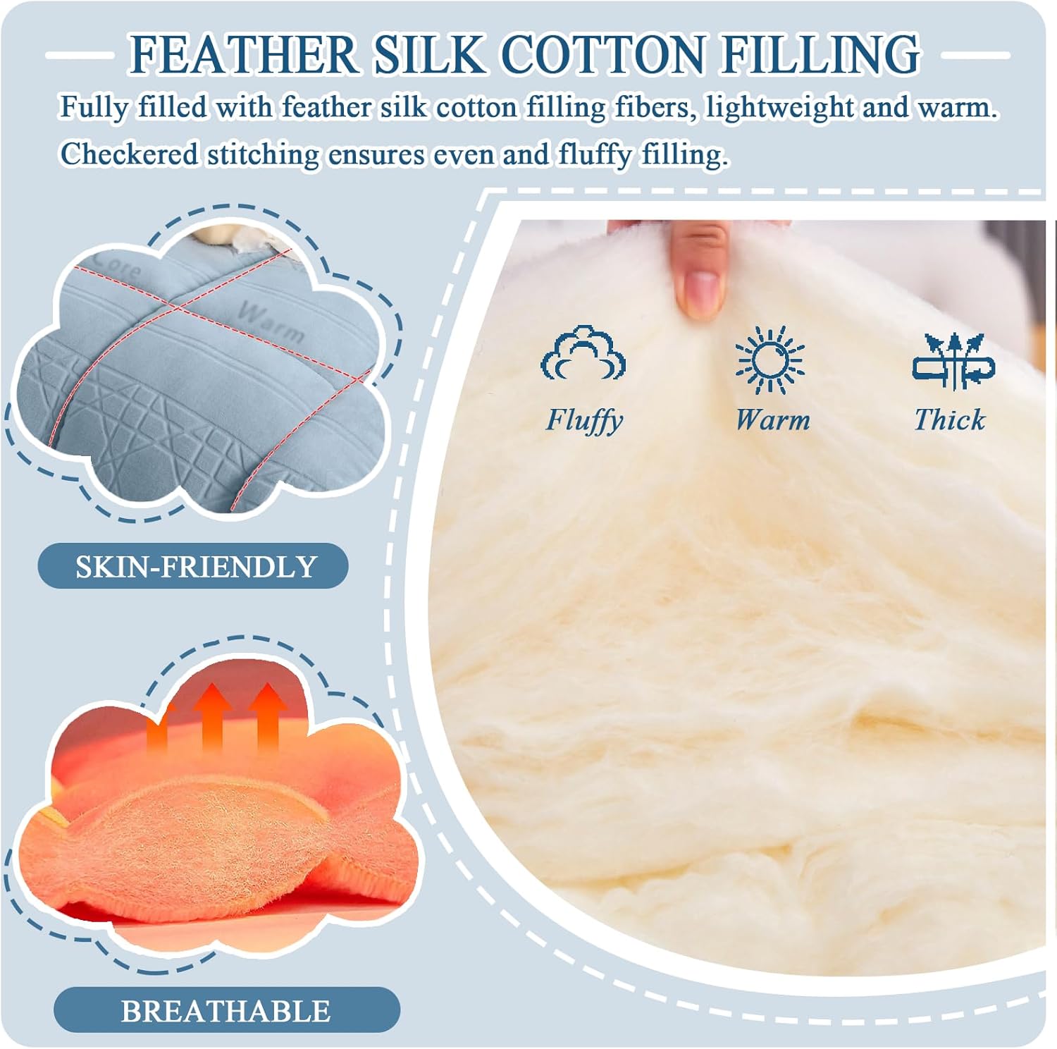 Quilt Queen King Size Winter Soft Warm Fluffy Plush Comforter Breathable Lightweight Reversible Comforter Blanket for All Season Machine Washable
