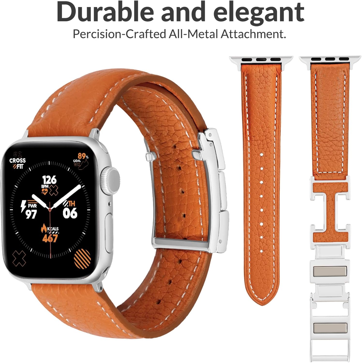 Leather Magnetic Band Compatible with Apple Watch Bands 38mm 40mm 41mm 42mm 44mm 45mm 46mm 49mm for Women Men,Top Grain Leather Designer Replacement Strap for iWatch Ultra SE Series11/10/9/8/7/6/5/4/3/2/1 - Image 2