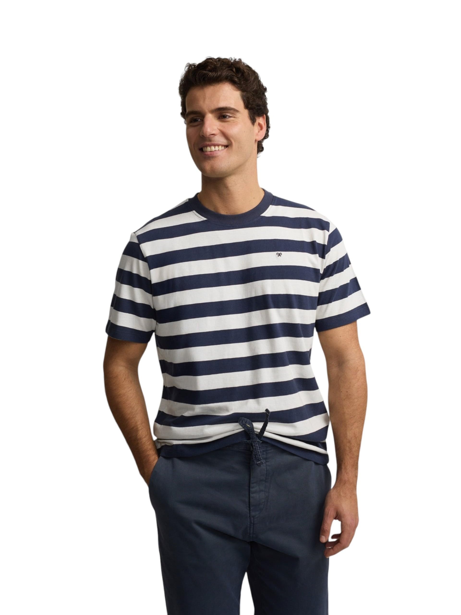 SILBON 1020402315 Mini Logo Stripes T-Shirt L Blue