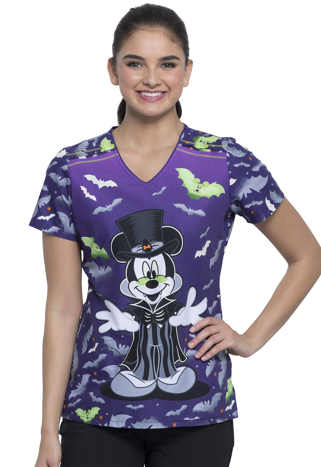 Cherokee Schlupfhemd Kasack mit Mickey Vamp Motiv Bedruckt,V-Ausschnitt, 100% Baumwolle