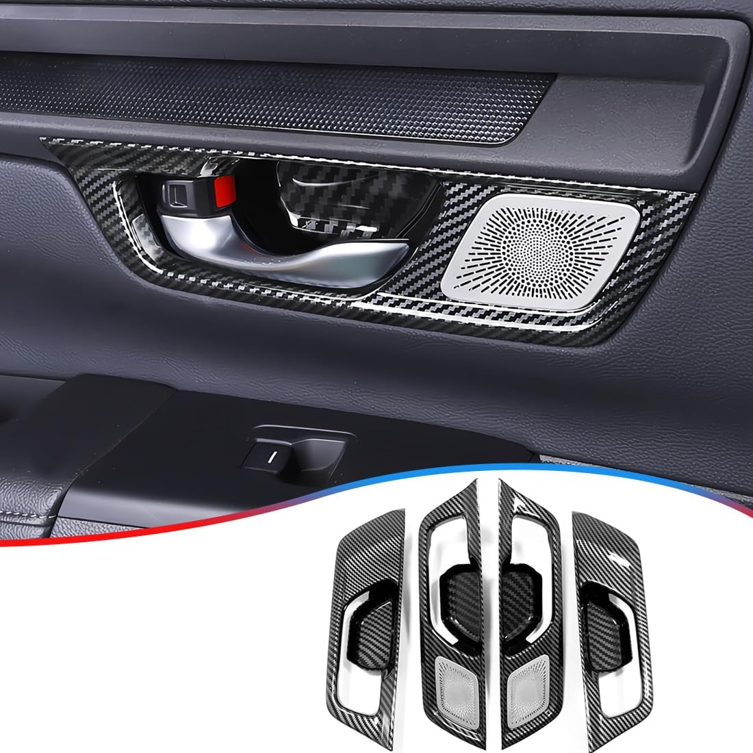 4PCS Inner Door Handle Bowl Cover Trim for Honda CRV CR-V 2023 2024 2025 2026 - ABS Wood Grain Sport Upgrate Trims Interior Accessories（NOT FIT Sport Hybrid Model）
