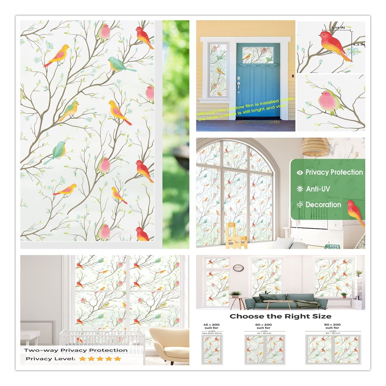 Fensterfolie, Fensterfolie, Buntglasfolie für Zuhause, Badezimmer, Sonnenblockierung, dekorativer statischer Aufkleber, nicht klebende Vinyl-Türabdeckung (schwarz, 30 x 500 cm)