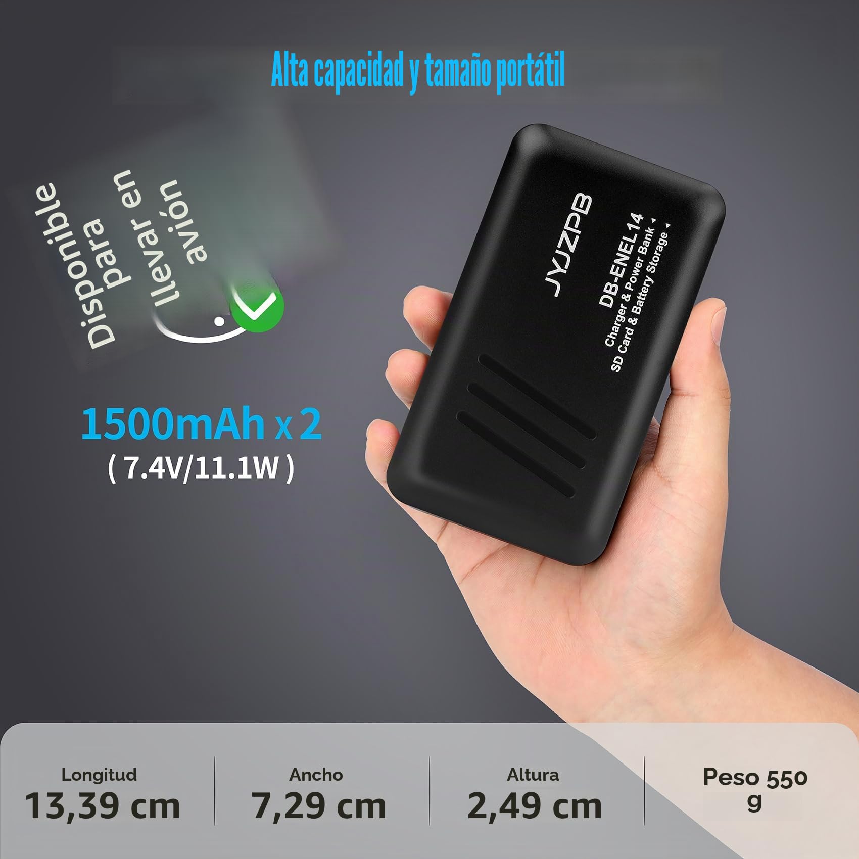 JYJZPB EN-EL14 EN-EL14A Batería para Nikon D3200 D3500 D5100 D3100 D3400 D3300 D5600 Estuche Cargador rápido USB con Doble Canal para Nikon D5200 D5300 D5500 Coolpix P7000 P7100 P7700 Cámara