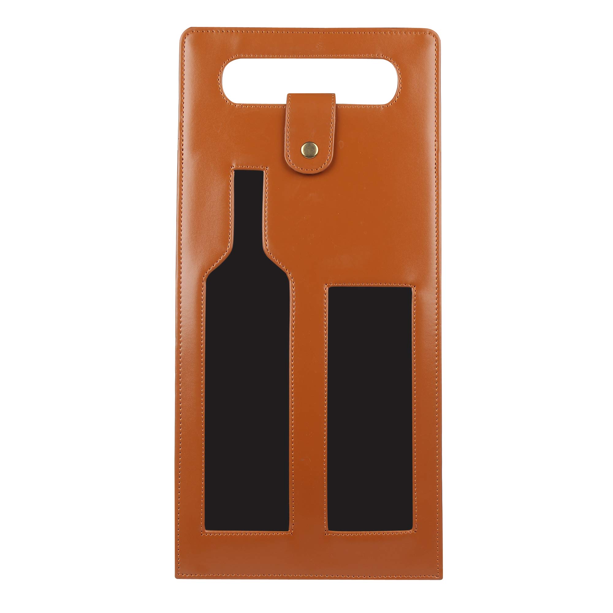 Dazzer PU Leather Double Wine Bottle Holder (Brown) 2
