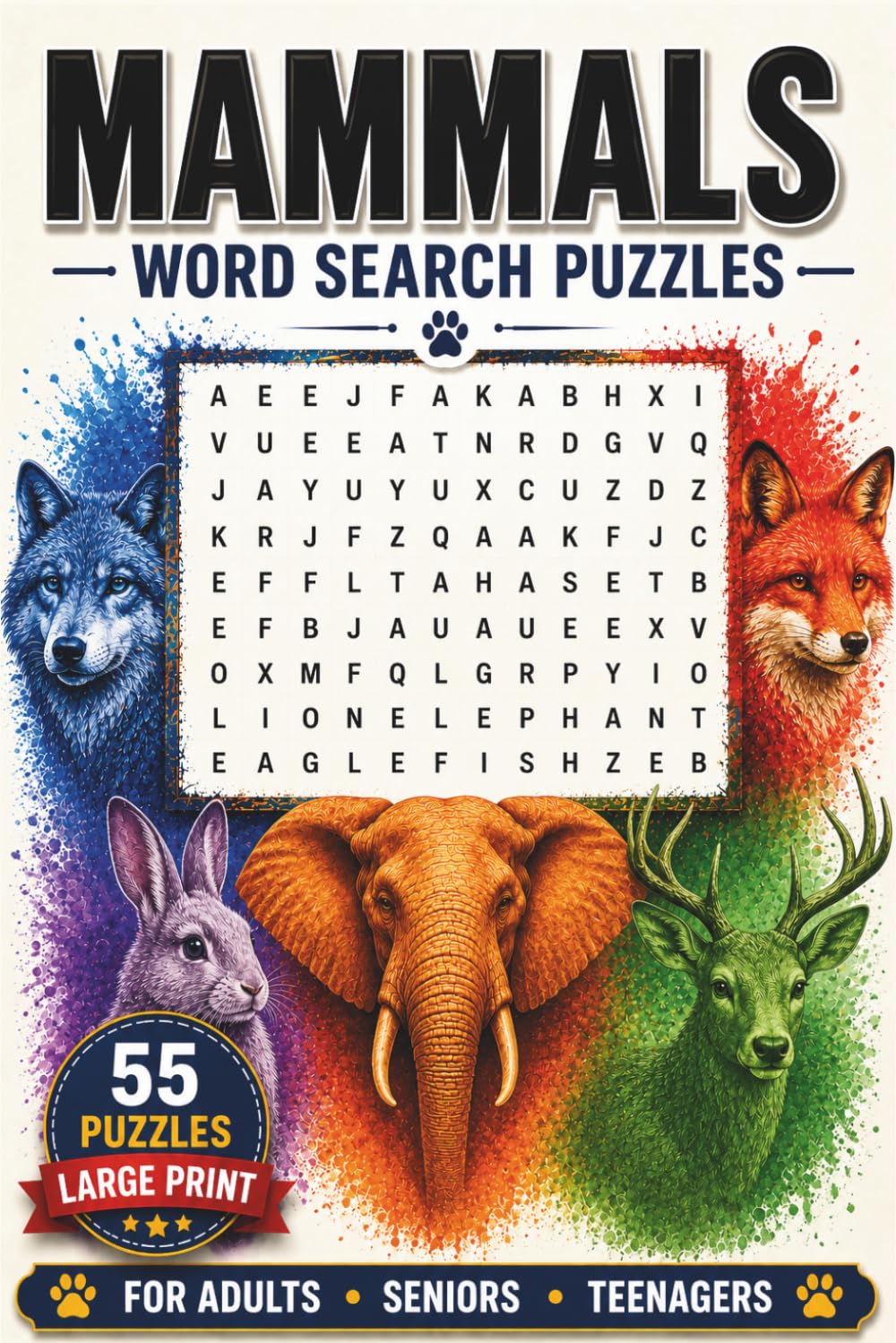 Mammals: Word Search Puzzle Book Featuring Mammals from Around the World — Land Mammals, Flying Mammals, Marine Mammals & More | 55 Puzzles | 6x9 Inches | For Adults, Seniors & Teenagers