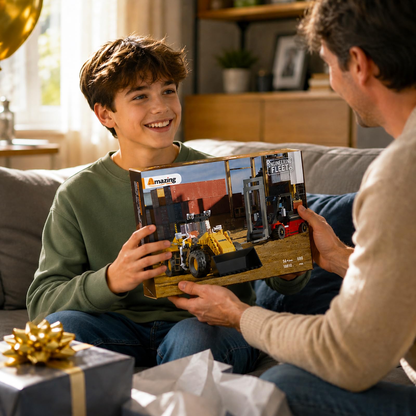 Set di costruzione di carrelli elevatori e kit di costruzione del caricatore, set di costruzione per adulti, 14+, decorazione per ufficio domestico, regalo ideale, 680 pezzi