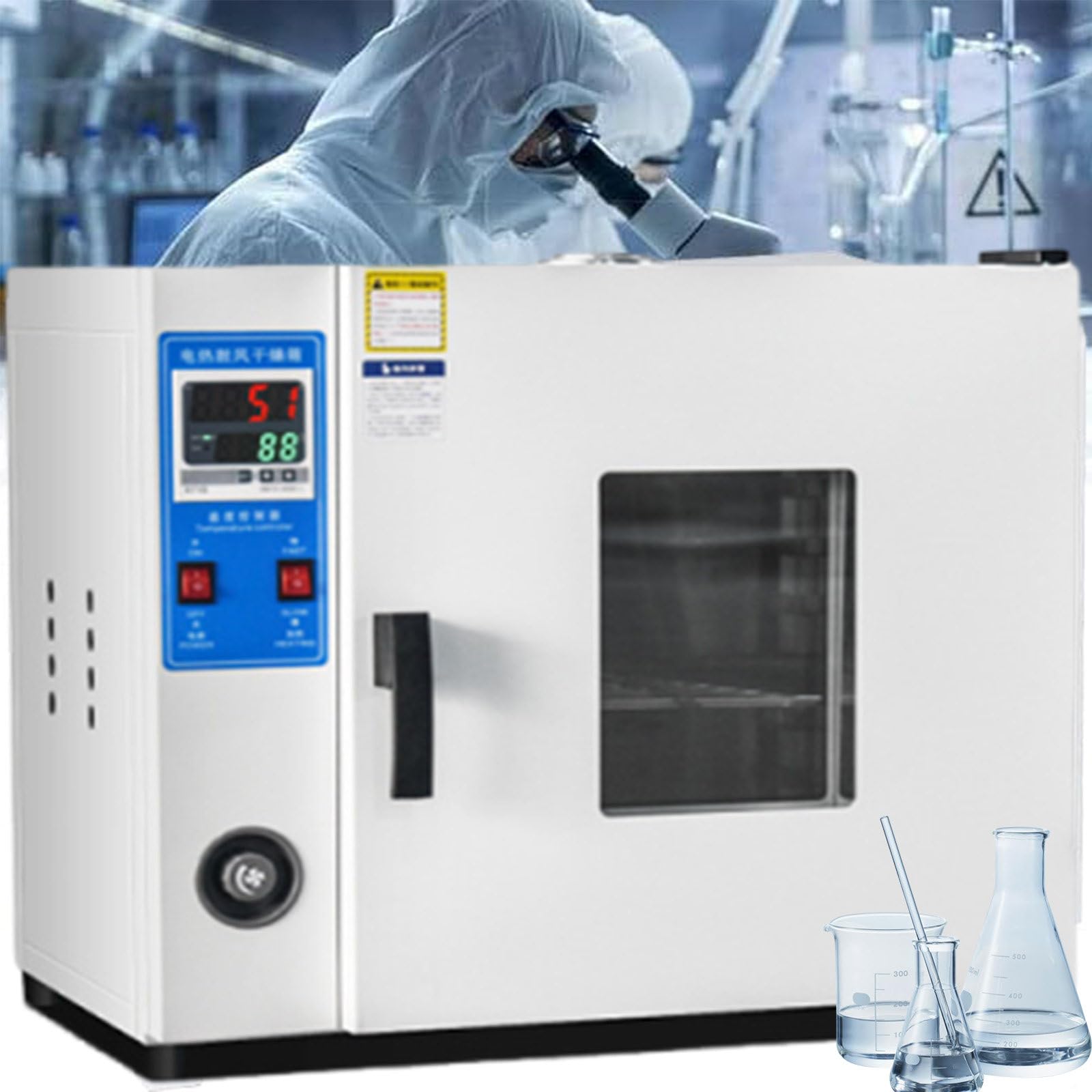 Stufa di Essiccazione Digitale del Gazebo Stufa di Essiccazione A Forno A Secchezza E Riscaldamento del Laboratorio 16 L, 43 L, 70 L,136L con Manometro E Regolatore 70L