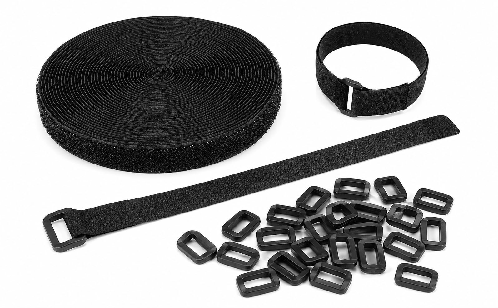 Velcro Tape with Buckles - 5 Meter Hook and Loop Cinch Strap for Sewing & Cable Wire Management, Nylon Fabric Cord Straps with 25 Buckles, Free-Cut Length-image-31