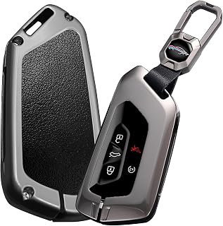 for Volkswagen 3/5 Button Leather Metal Car Key Fob Cover Case Fit for VW ID.3 ID.4 2025 Golf 8 GTI R Atlas Cross Sport Skoda Octavia 2024 Keychain Key Fob Protetcor Accessories C Black
