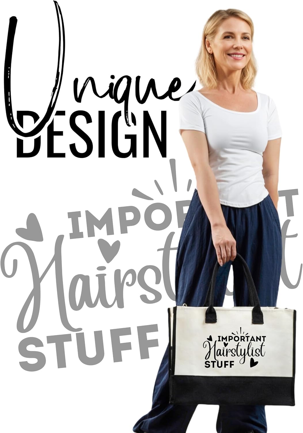 InnoBeta Hair Stylist Gifts, Gifts for Hairdressers Female, Canvas Tote Bag with Top Zipper Closure and Shoulder Strap for Birthday, Mother's Day, Christmas - Image 2