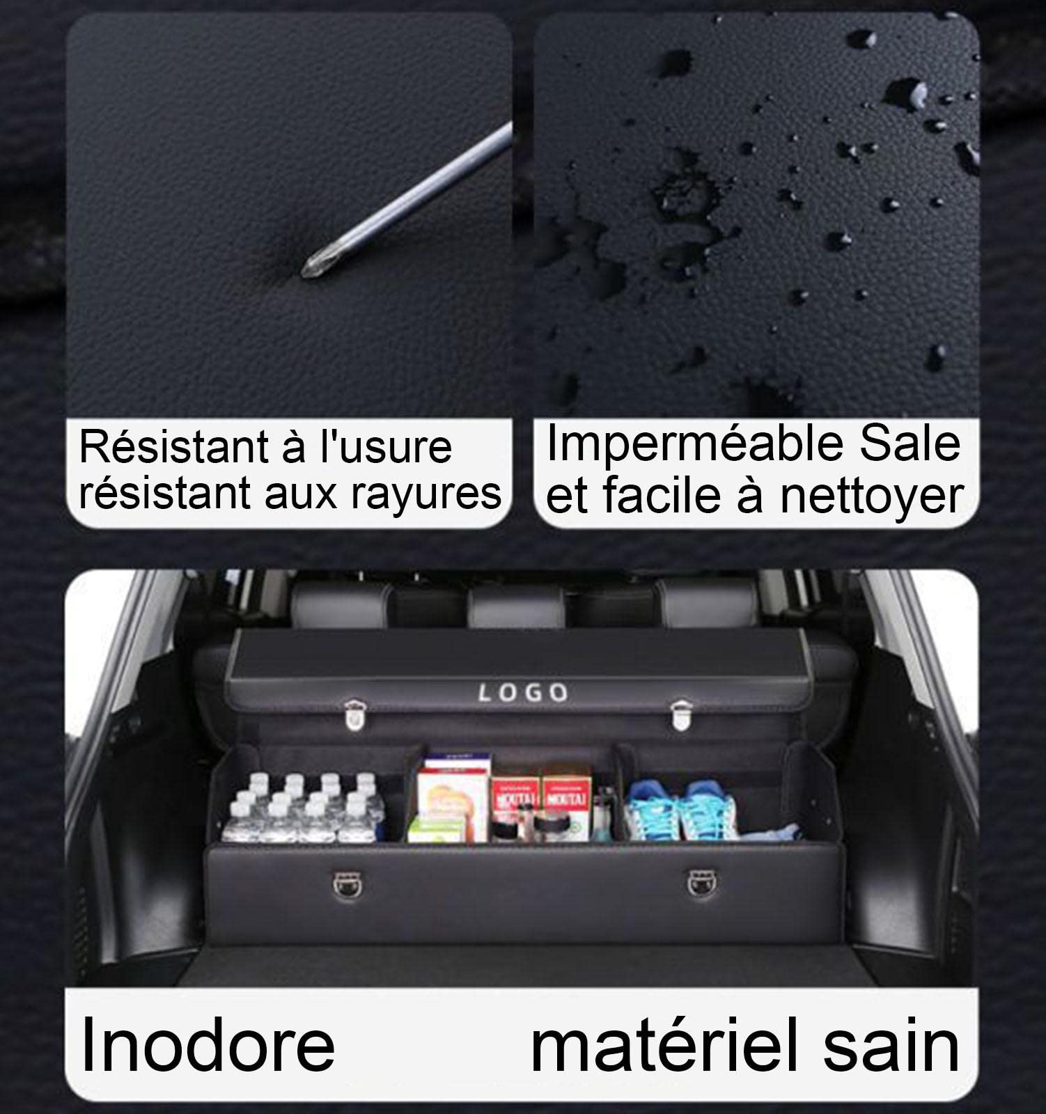 Organiseur de Coffre, Logo personnalisé Organisateur de Coffre, Organiseur de Coffre de Voiture Pliable, Imperméable, Grande Capacité, Organiseur de Coffre avec Manipuler Résistant