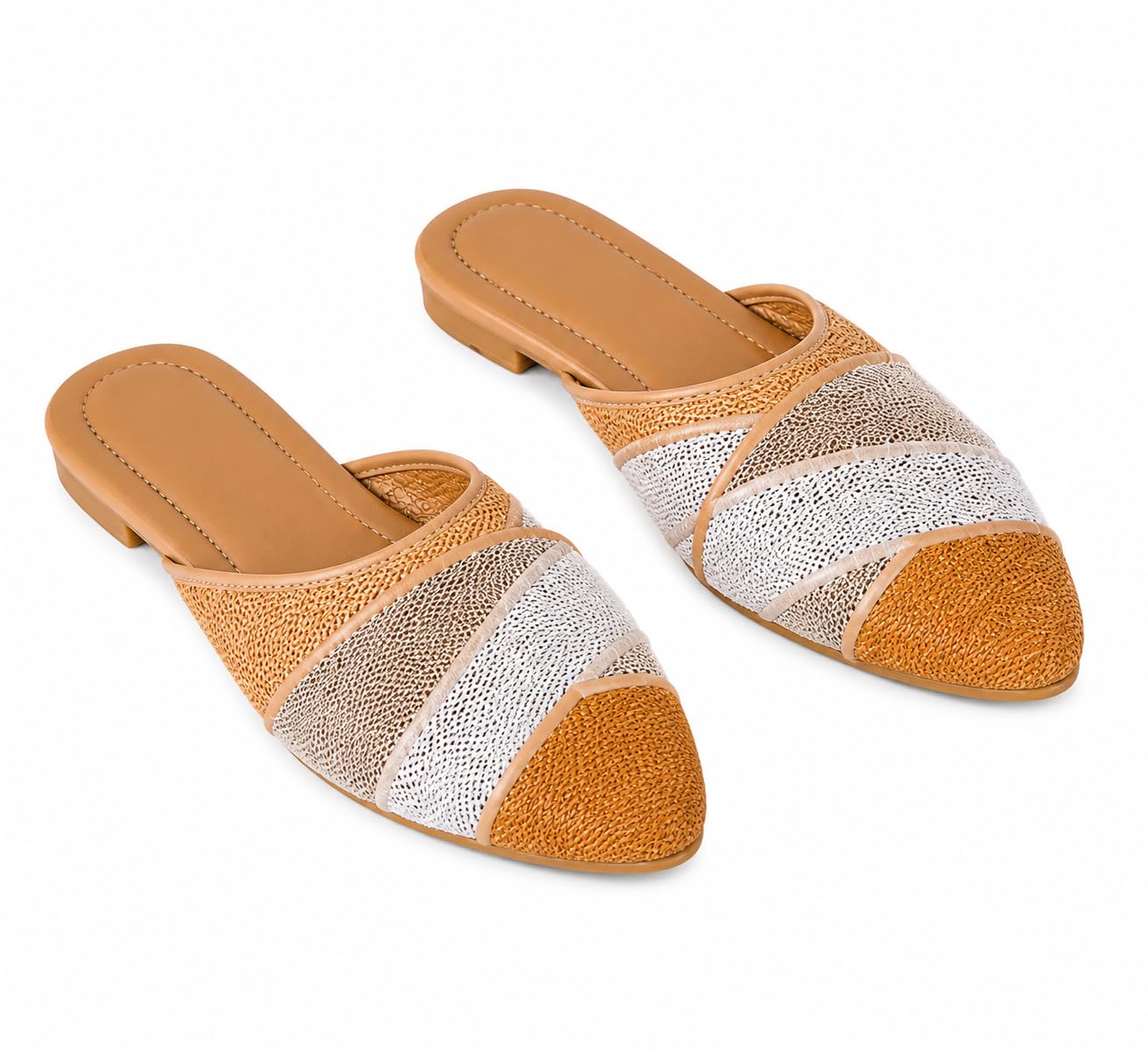 Women Multi Color Patchwork Mule Slippers | Soft Fabric Closed Toe Flats | Comfortable Slip-On Casual Footwear for Women & Girls-image-23