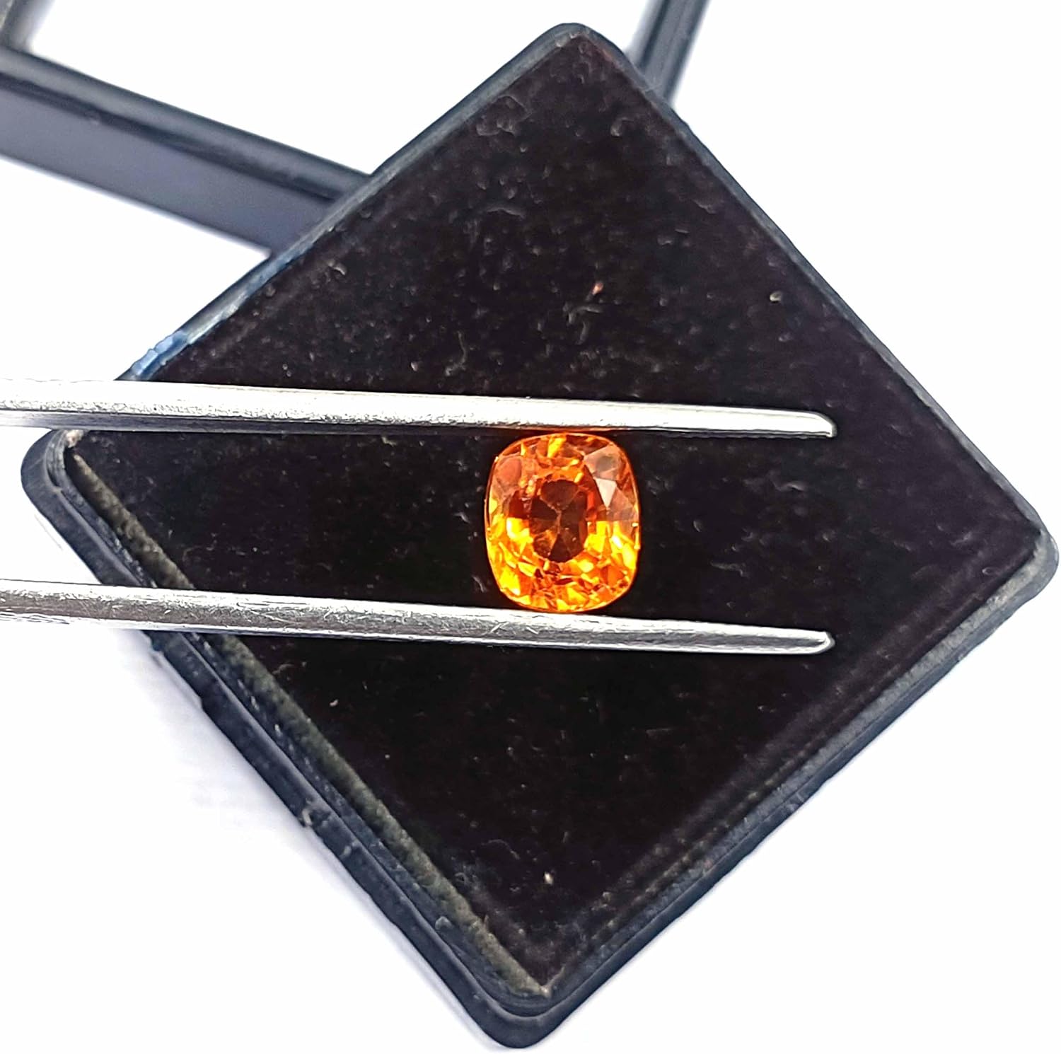 Globalgems Orange Sapphire 3.60 Carat Natural Certified Loose Gemstone Faceted Cushion Cut Gemstone from Sri Lanka Gems for jewelry Making Stone