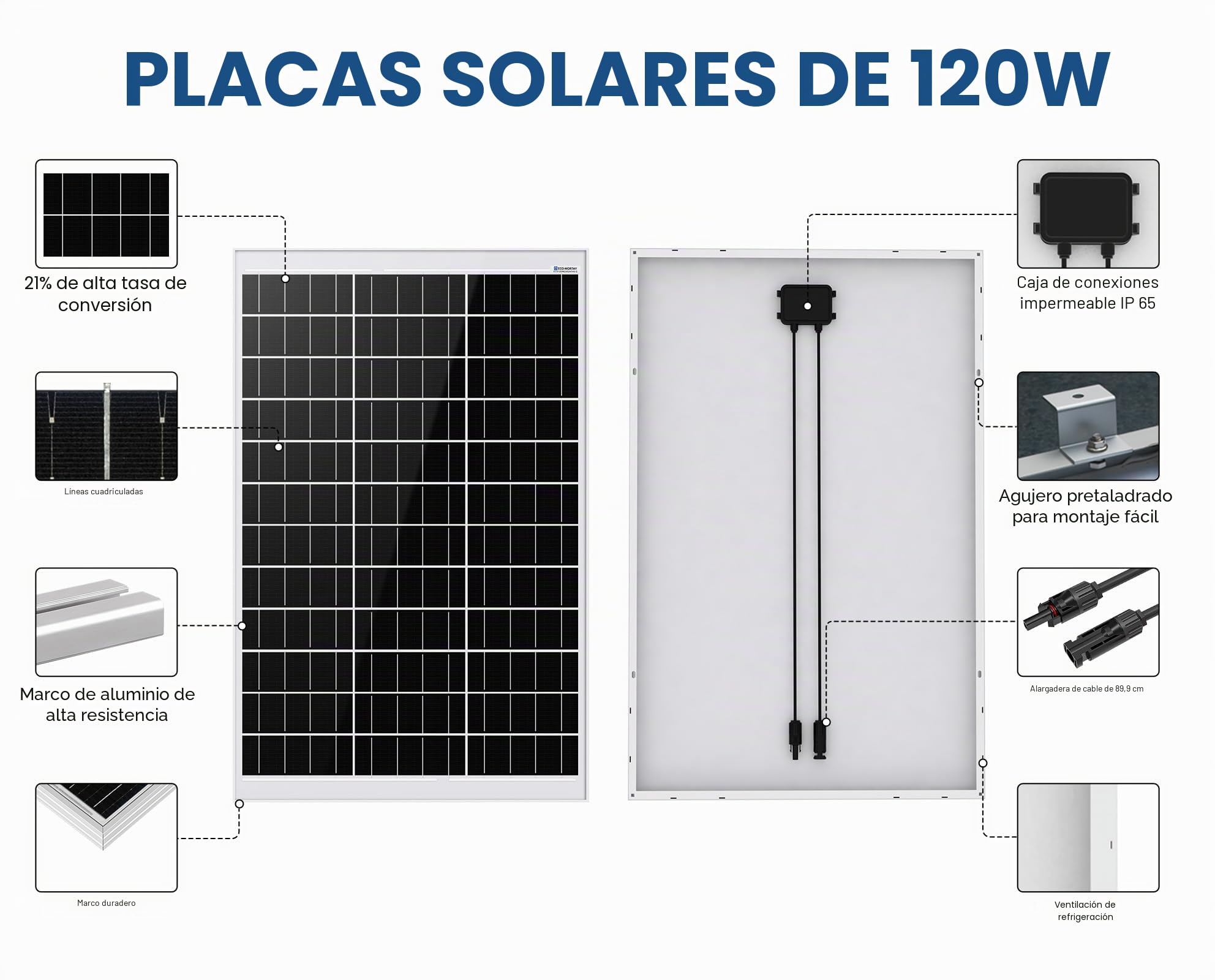 ECO-WORTHY 240W 12V Kit Panel Solar Mono Kit placa solar autoconsumo para RV Casa: 2pcs 120W, 50AH Batería de Litio, 30A Controlador Solar, Inversor de 600W