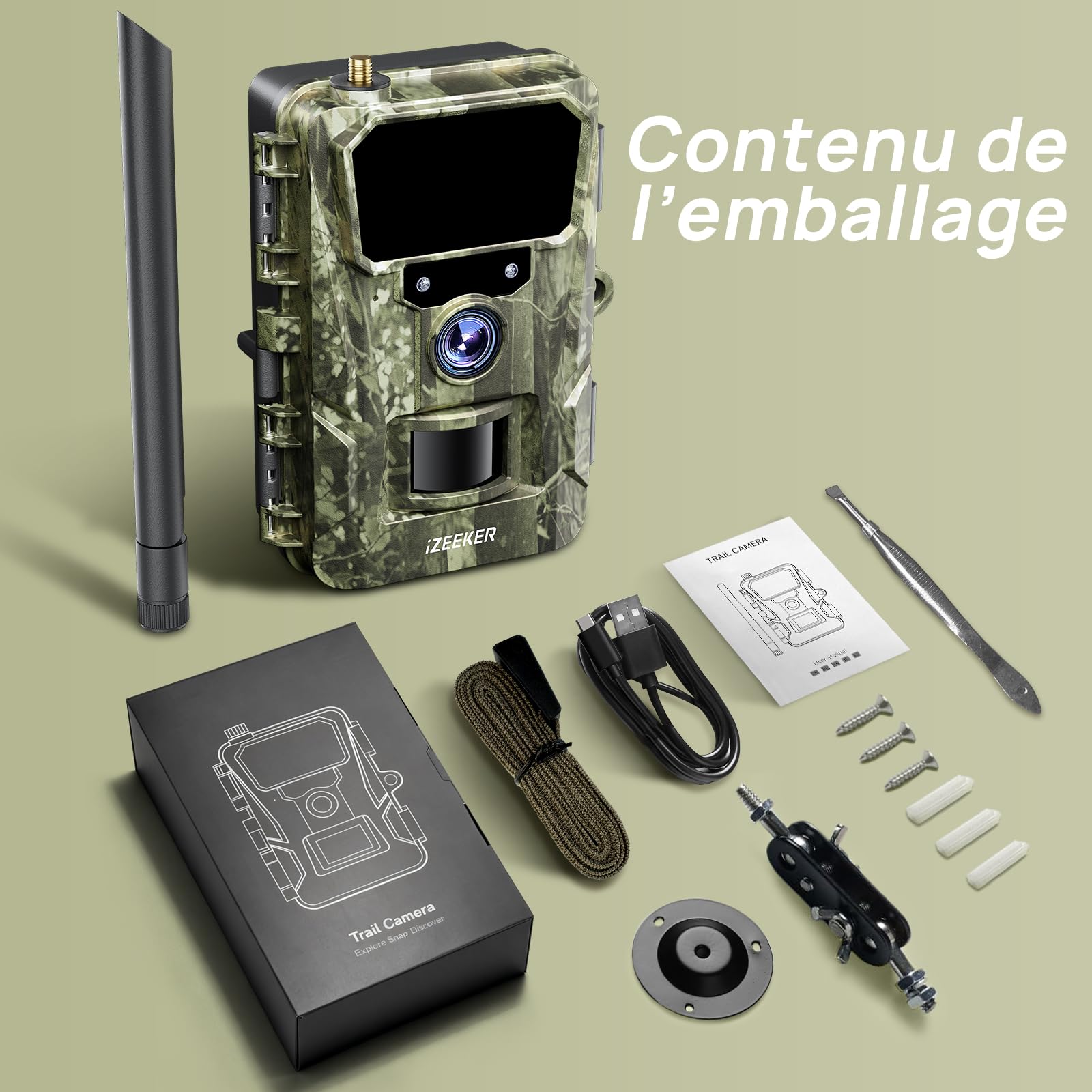 iZEEKER Caméra de Chasse 2 en 1 Cloud 4G et Standard, 2K HD 48 MP Caméra Chasse avec Vision Nocturne et Détection de Mouvement, Contrôle Application sans WiFi Etanche IP66 avec Carte SIM pour la Faune