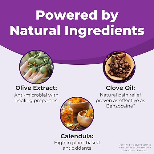 Miniatura 5 de CUROXEN Gel para dolor en la boca, alivio natural para las llagas internas de la boca con aceite de oliva, caléndula y clavo de olor, 0.42 onzas