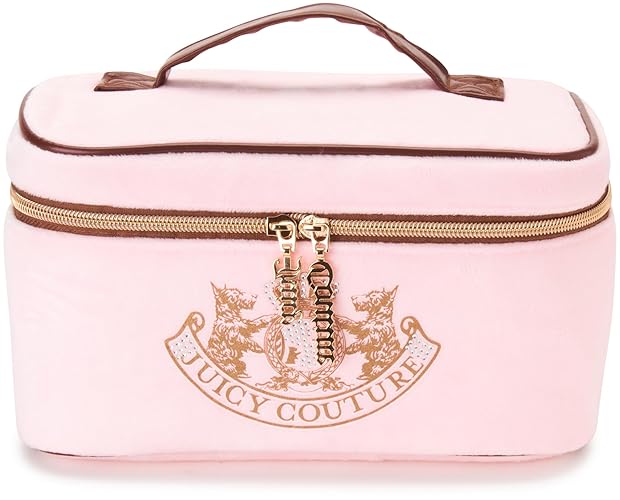 Juicy Couture Women's Cosmetics Bag - Travel Makeup and Toiletries Train Case Organizer - Pink