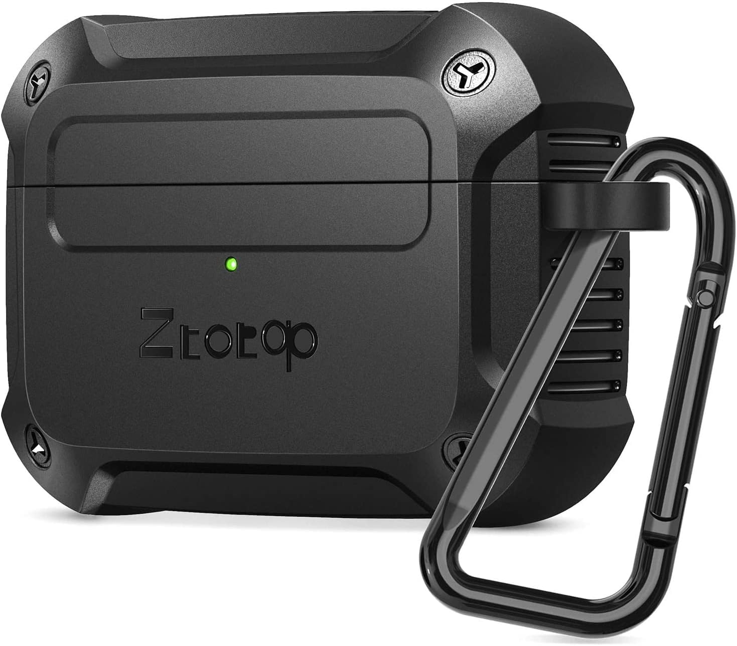 Ztotop Case for AirPods Pro 2019, Designed with Full Tough Silicone+Shock-Resistant Protective Cover, Front LED Visible, Durable Armor Case with Smooth Skin - Black