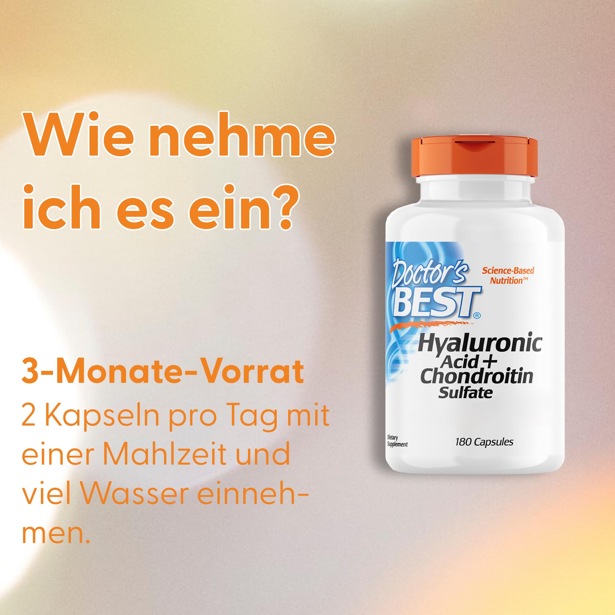 Doctor's Best, Hyaluronsäure mit Chondroitinsulfat und Collagen, 180 Kapseln, Laborgeprüft, Glutenfrei, Sojafrei