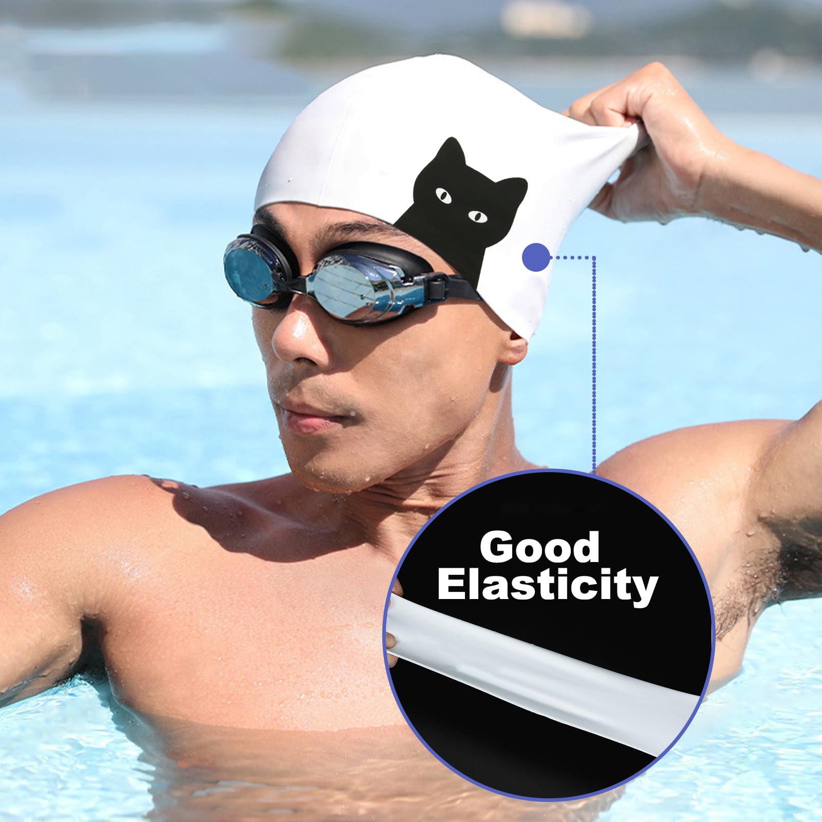 BSITSSS 2 Pcs Swimming Cap, Silicone Swimming Hat - Image 4