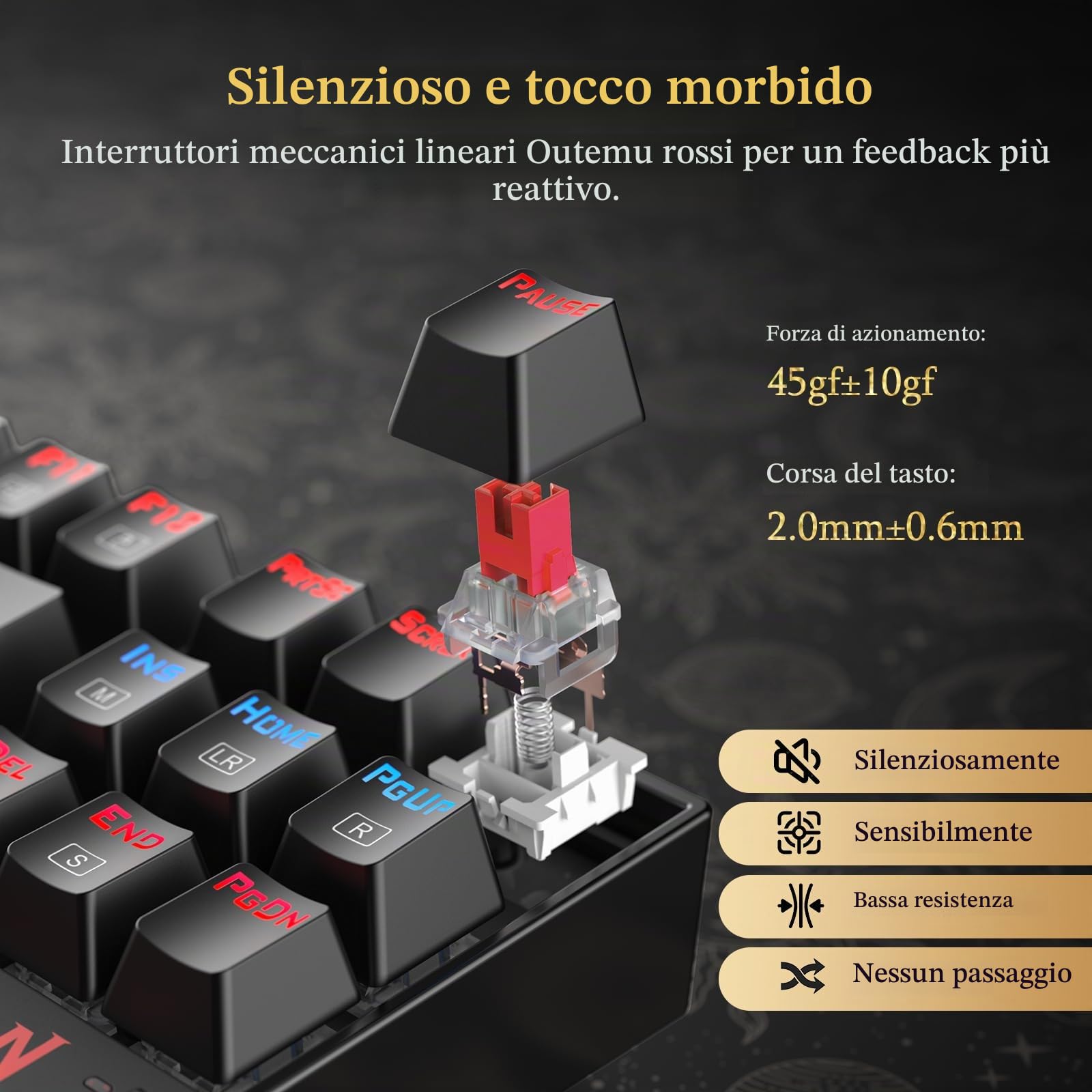 Redragon Tastiera Gaming Meccanica, LED RGB Retroilluminato Arcobaleno, Tastiera Cablata con Interruttori Red Equivalenti per PC da Gioco Windows (87 Tasti, Nero)