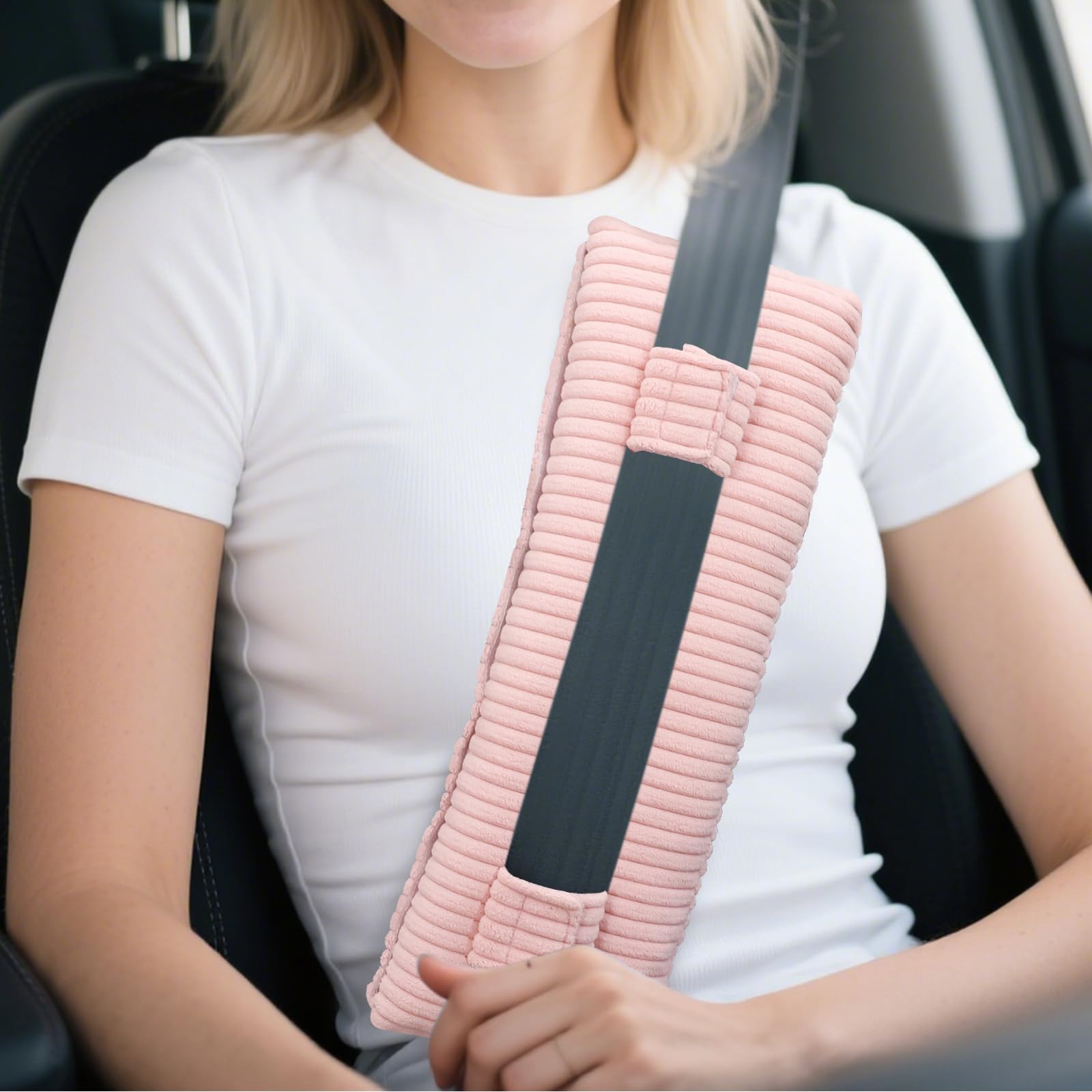 Seat Belt Cushion for Post-Heart Surgery Recovery, Mastectomy Pillow for Post-Heart Surgery, Chest Support Pillow for Chemo-Port, Recovery Gift After Surgery (Rosa Corduroy)