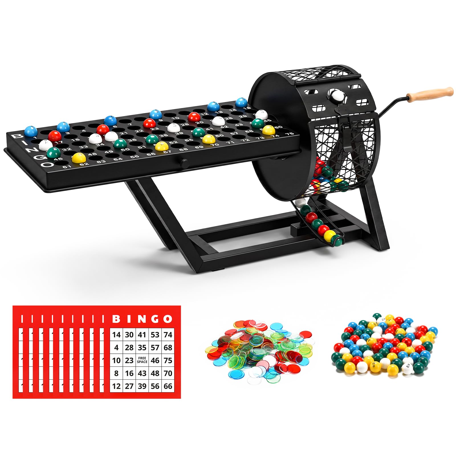 AugFir Professional Deluxe Bingo Game Set, Table Top Machine Bingo Sets Adults for Large Group, Newly Upgraded Bingo Cage and Balls Storage Bag for Adults Parties, Game Night, Community and