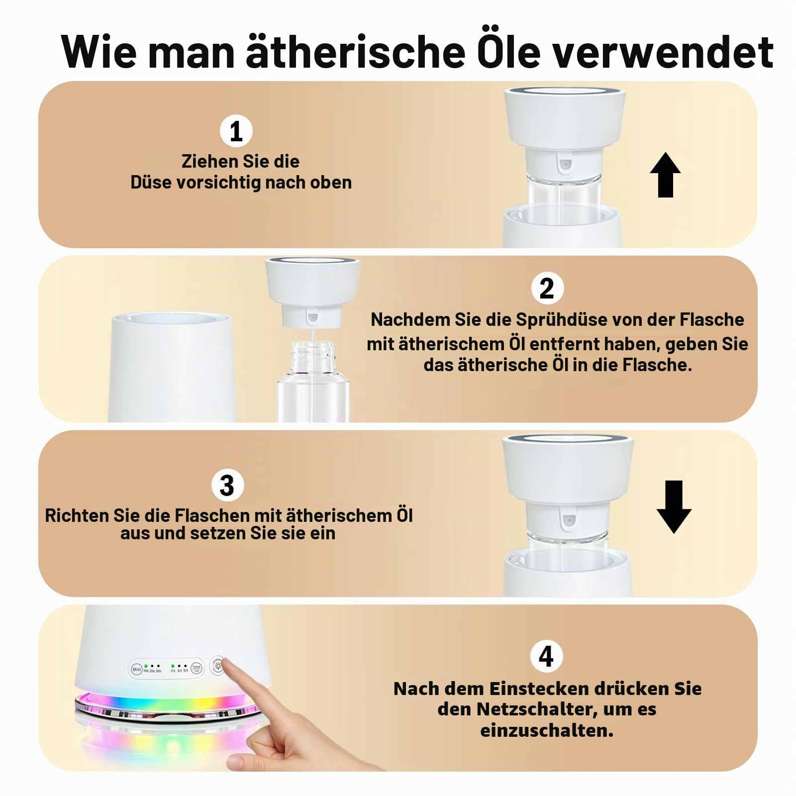 Wasserloser Diffusor für ätherische Öle mit Nachtlicht