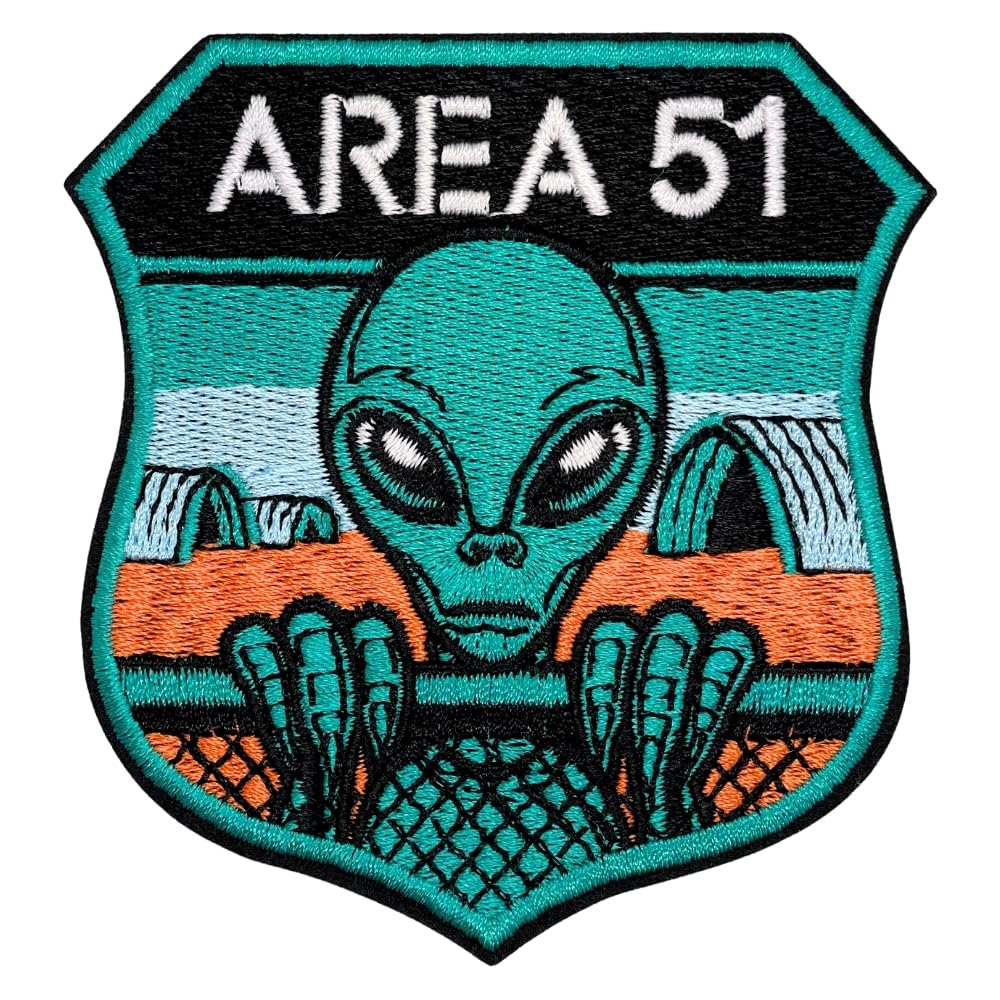 Parche Area 51 – Parche de 3.15 pulgadas, Cool Alien Activity ET UFO – Parche bordado para planchar o coser en el estado de Nevada