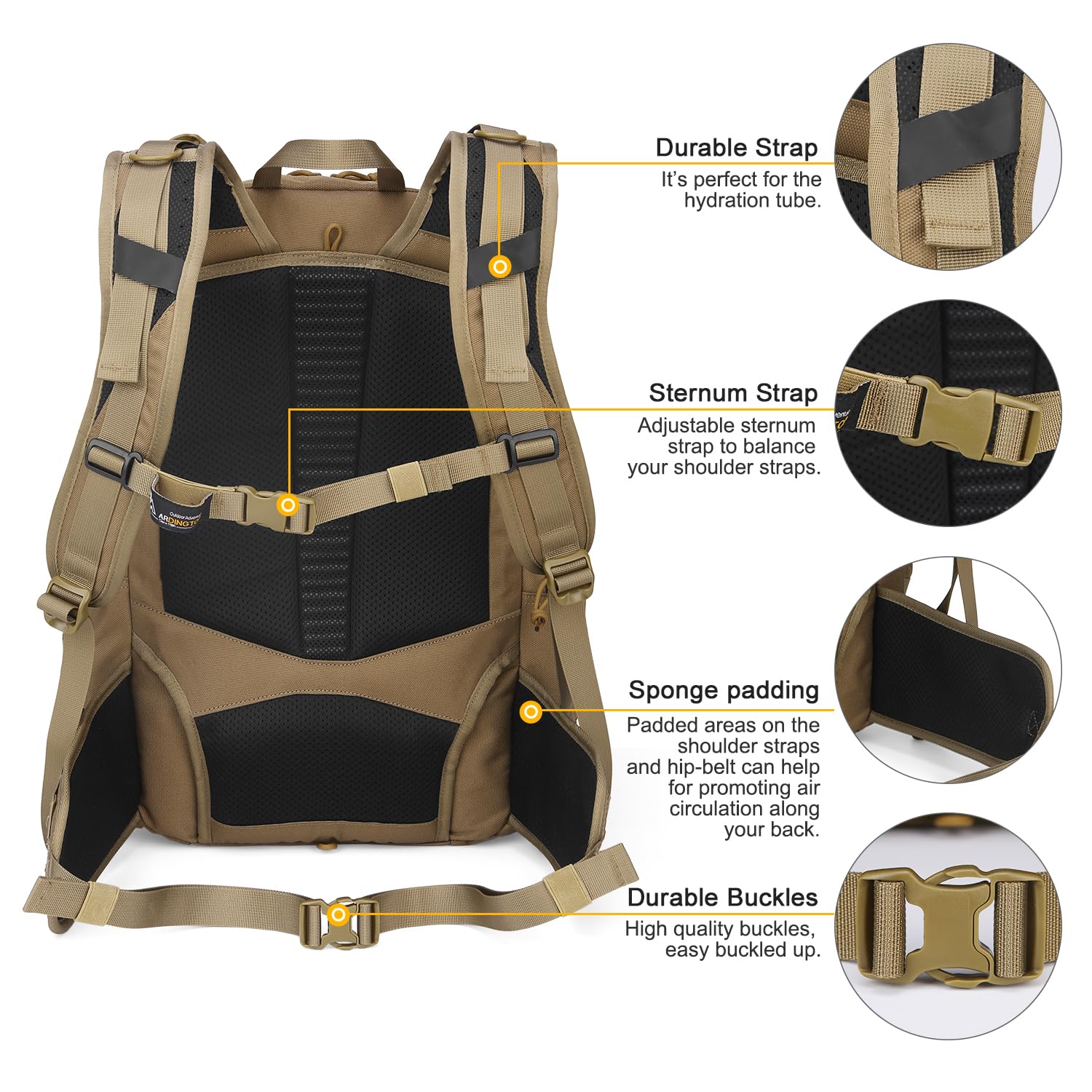 Mardingtop 40L Militärrucksack Molle System Taktischer Rucksack | für Herren aus Cordura Wanderrucksack für Outdoor, Trekking, Bergsteigen